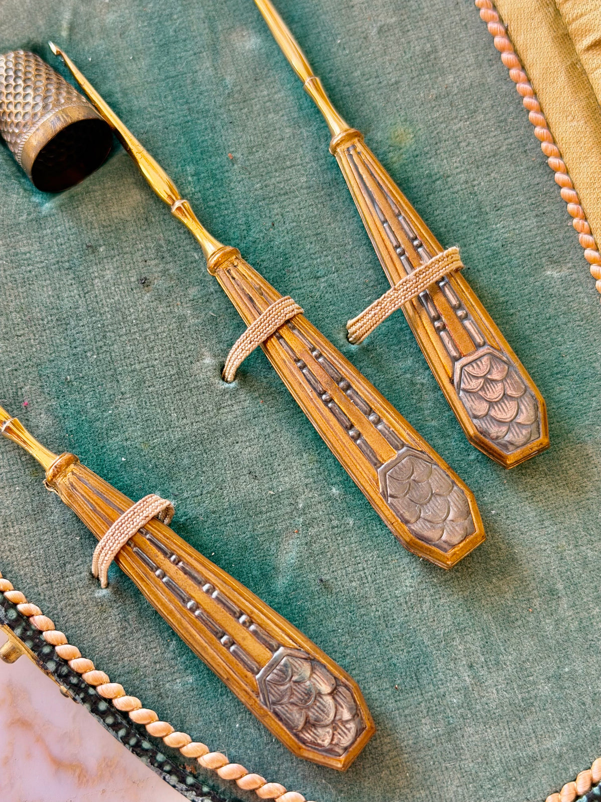 Shagreen Embroidery Étui with Gilt Tools & Mercury Mirror