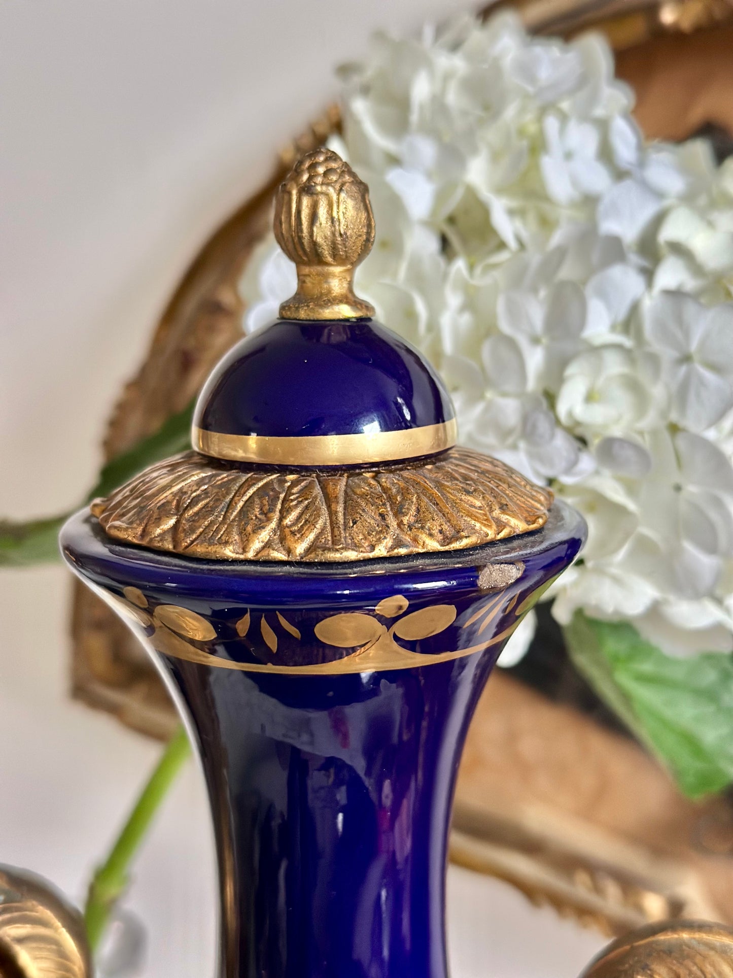 Hand-Painted Italian Cobalt Blue Urn