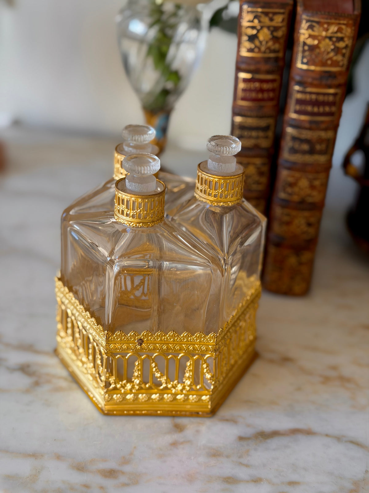Triple Crystal Cabaret a Parfums with Gilt Bronze Mounts