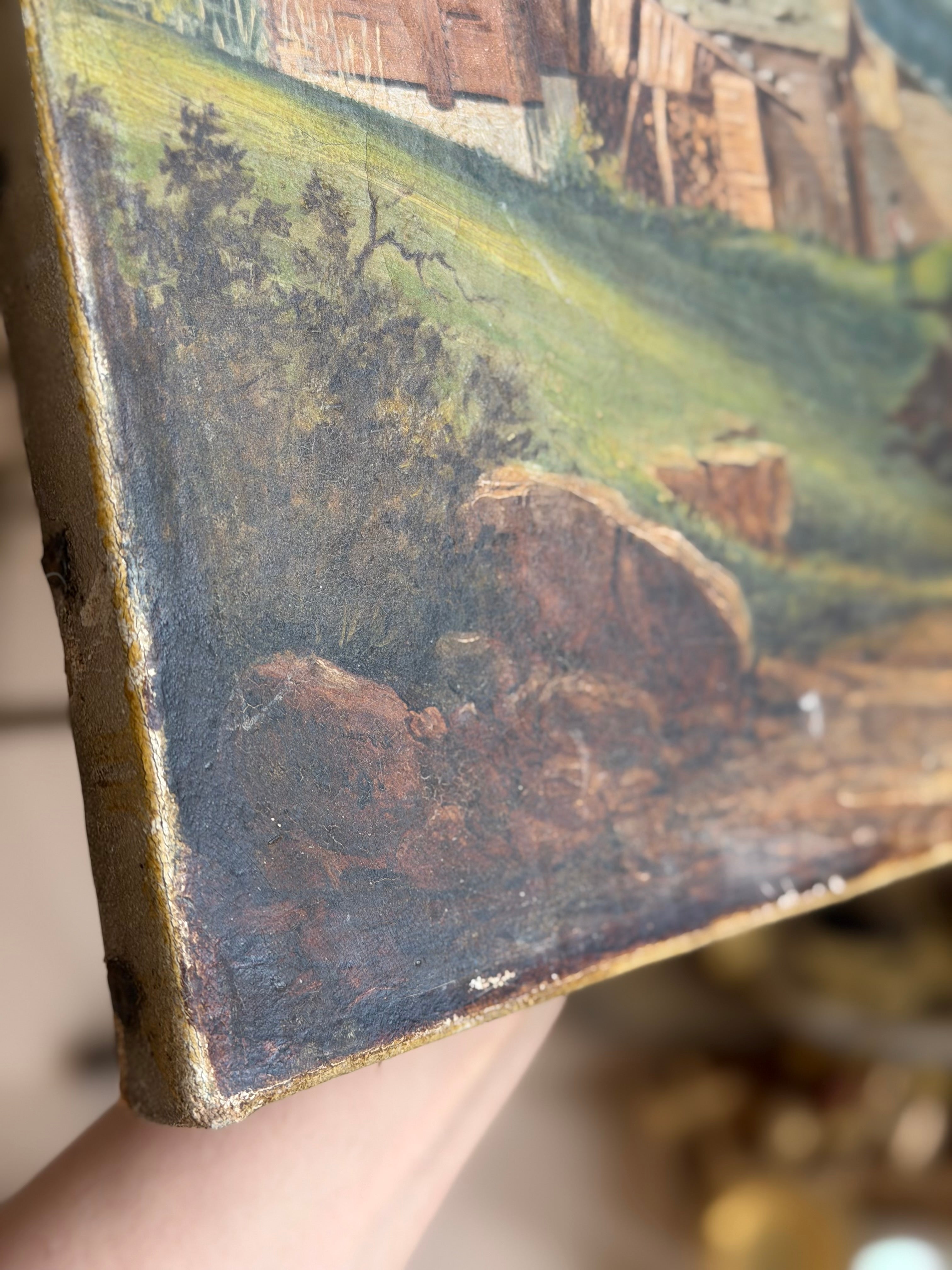 Antique Swiss Alpine Landscape | Oil on canvas