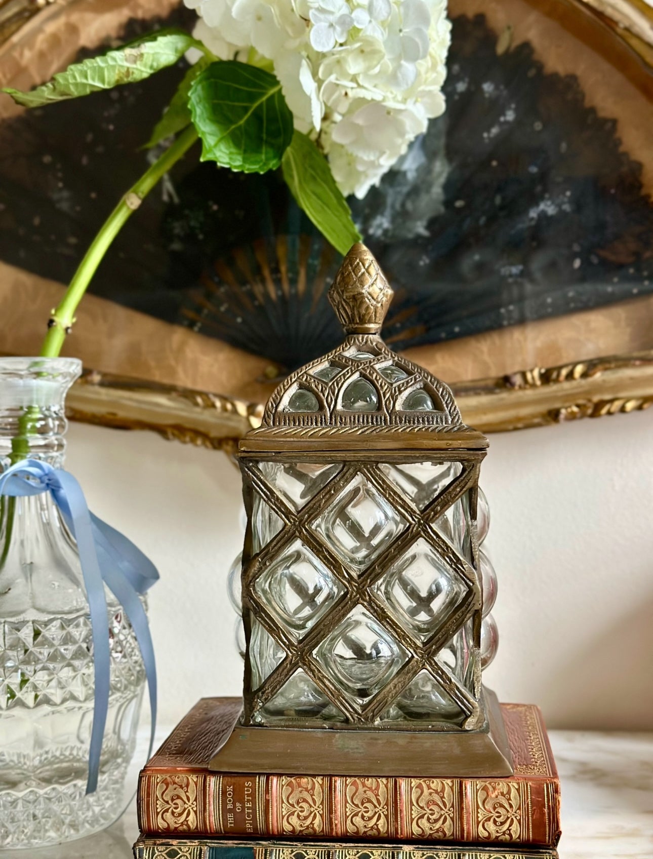Bubble Glass & Gilt Bronze Lattice Jar