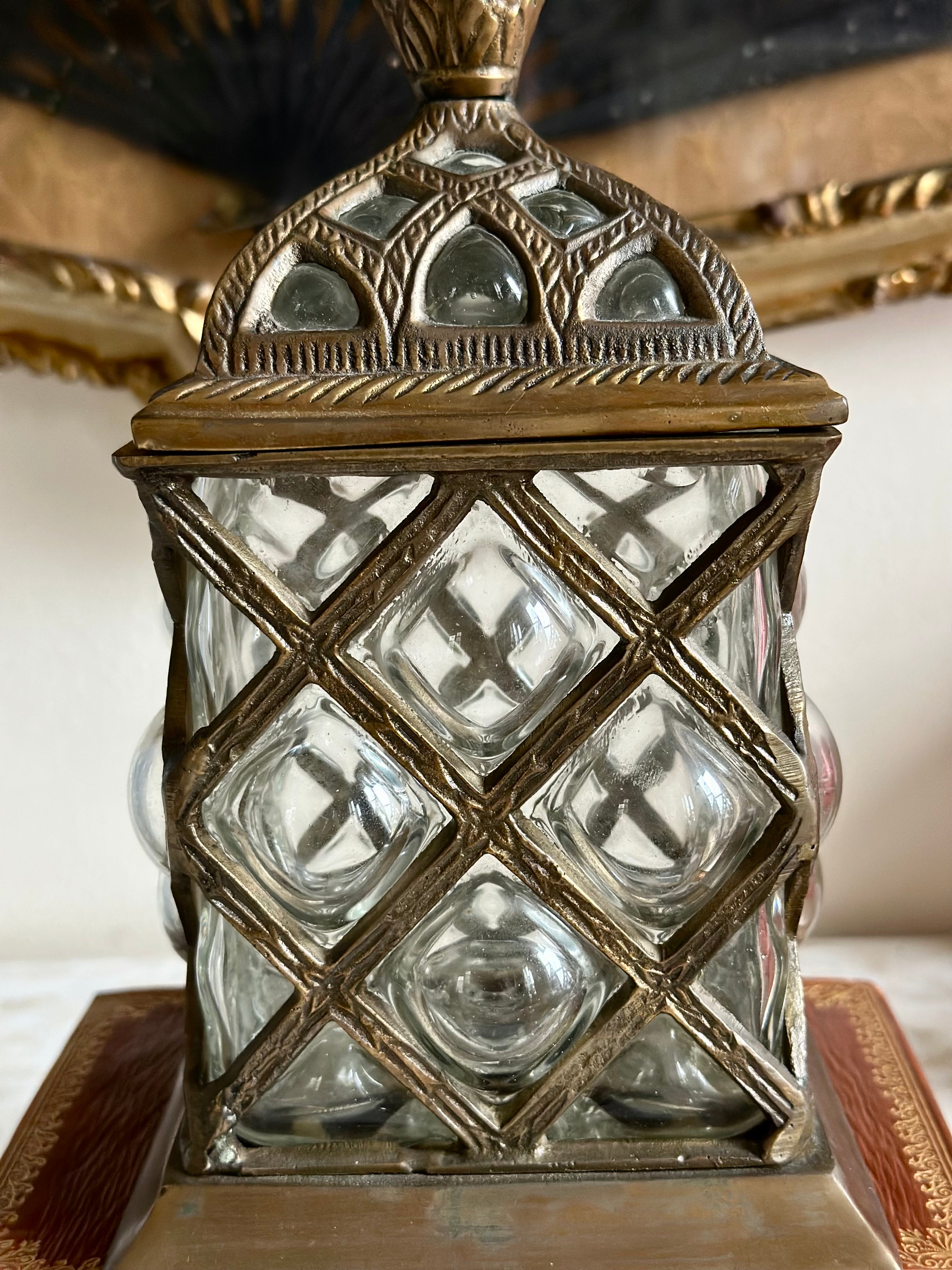 Bubble Glass & Gilt Bronze Lattice Jar