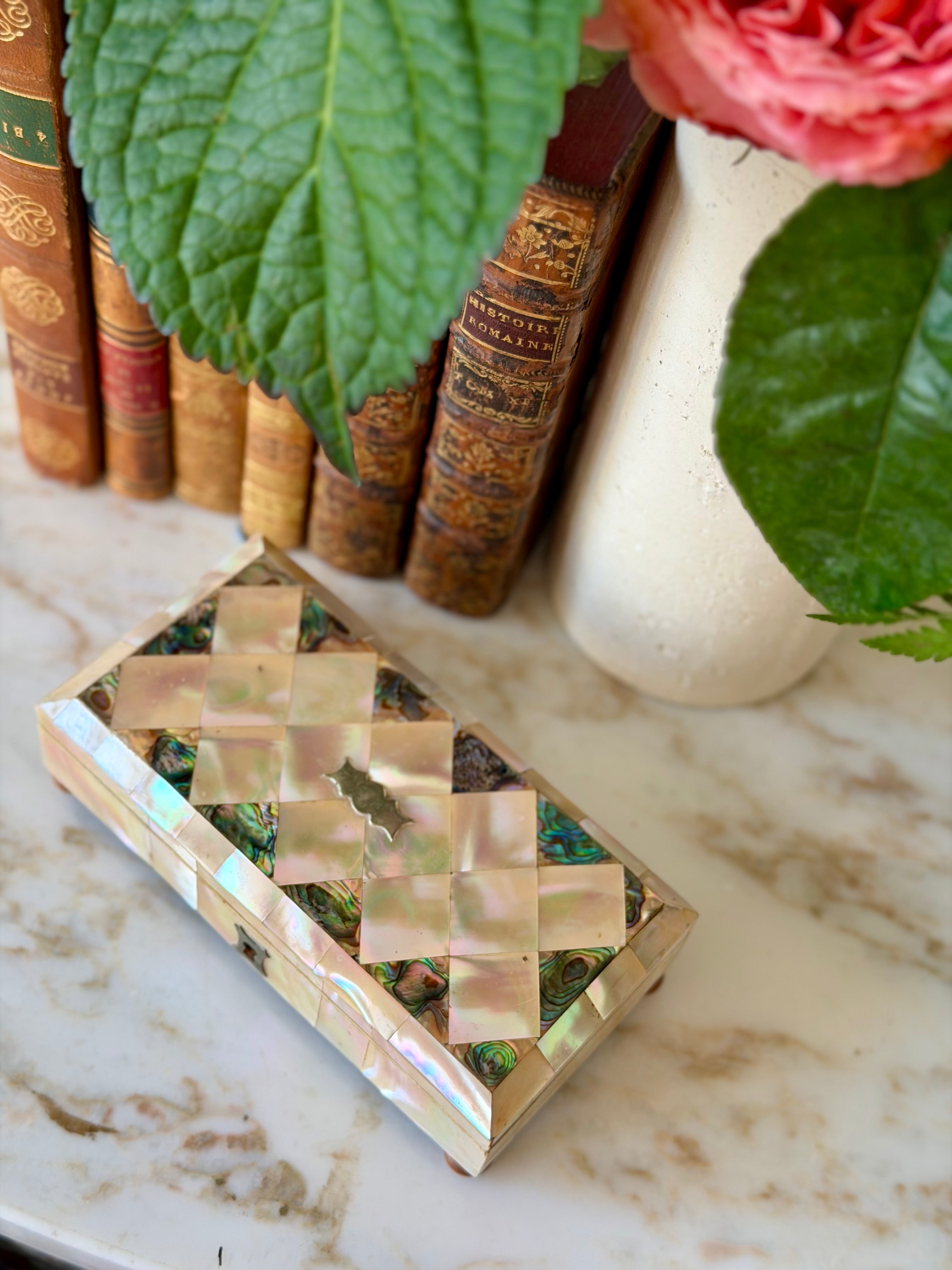 Mother of Pearl & Abalone Jewelry Box with Dated Inscription