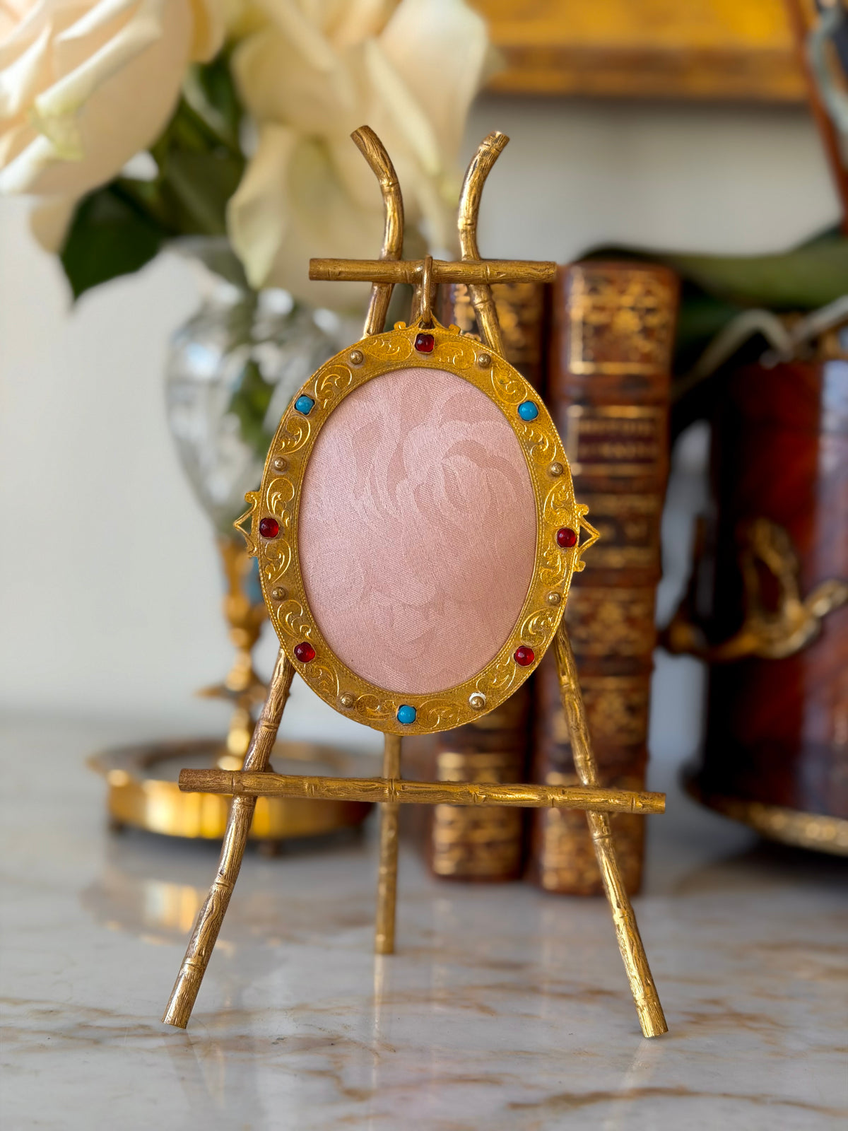 Bejeweled Easel Frame with Pocket Watch Hook