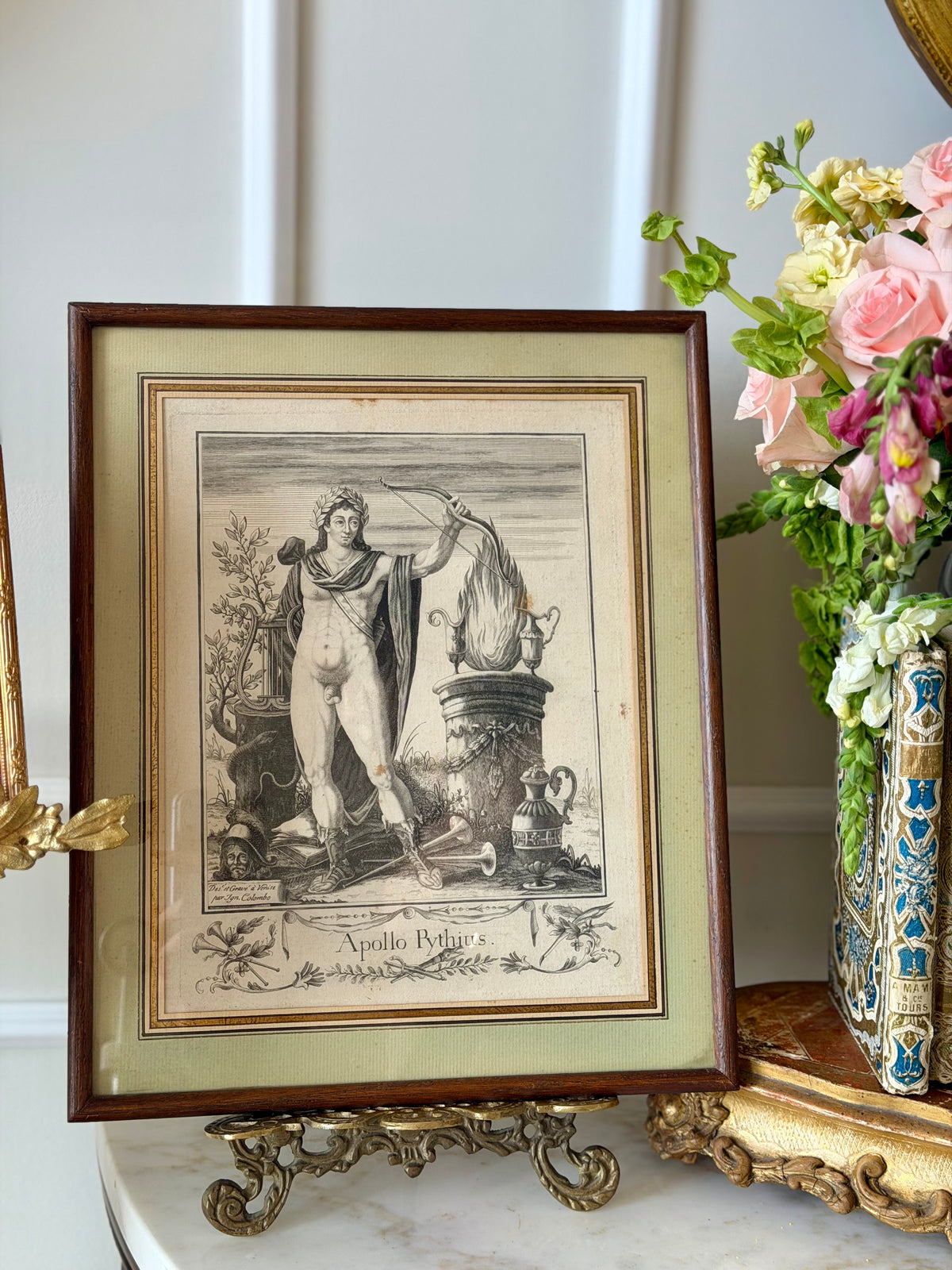 Apollo Pythius Engraving in Wood Frame