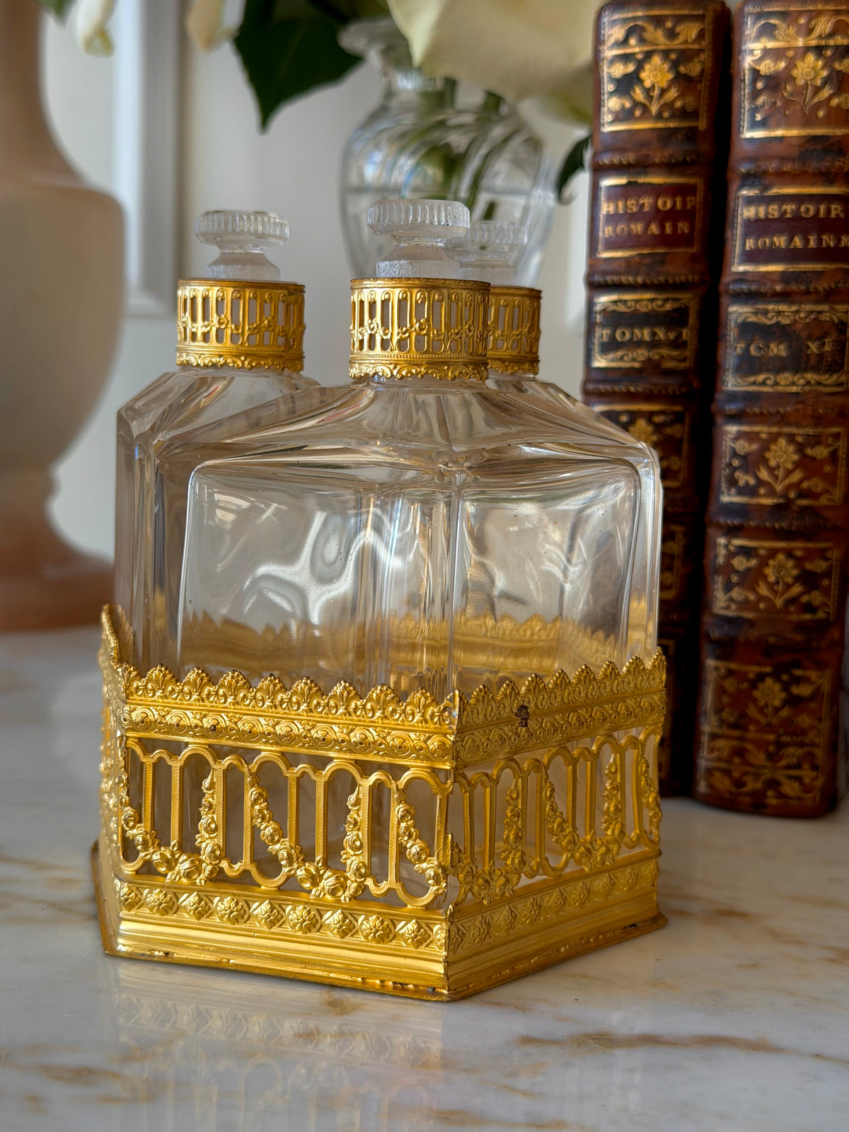 Triple Crystal Cabaret a Parfums with Gilt Bronze Mounts