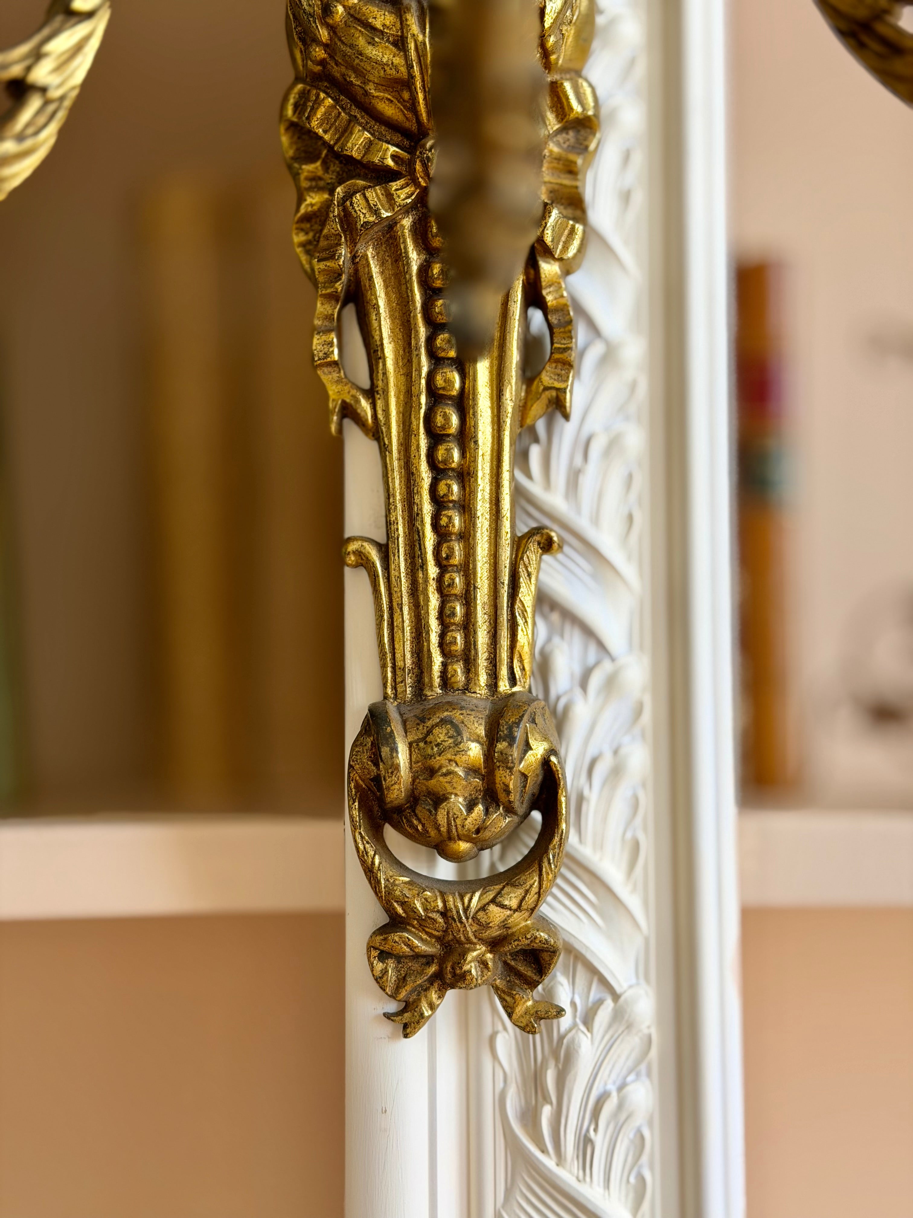 Louis XVI Style Gilt Brass Wall Sconces