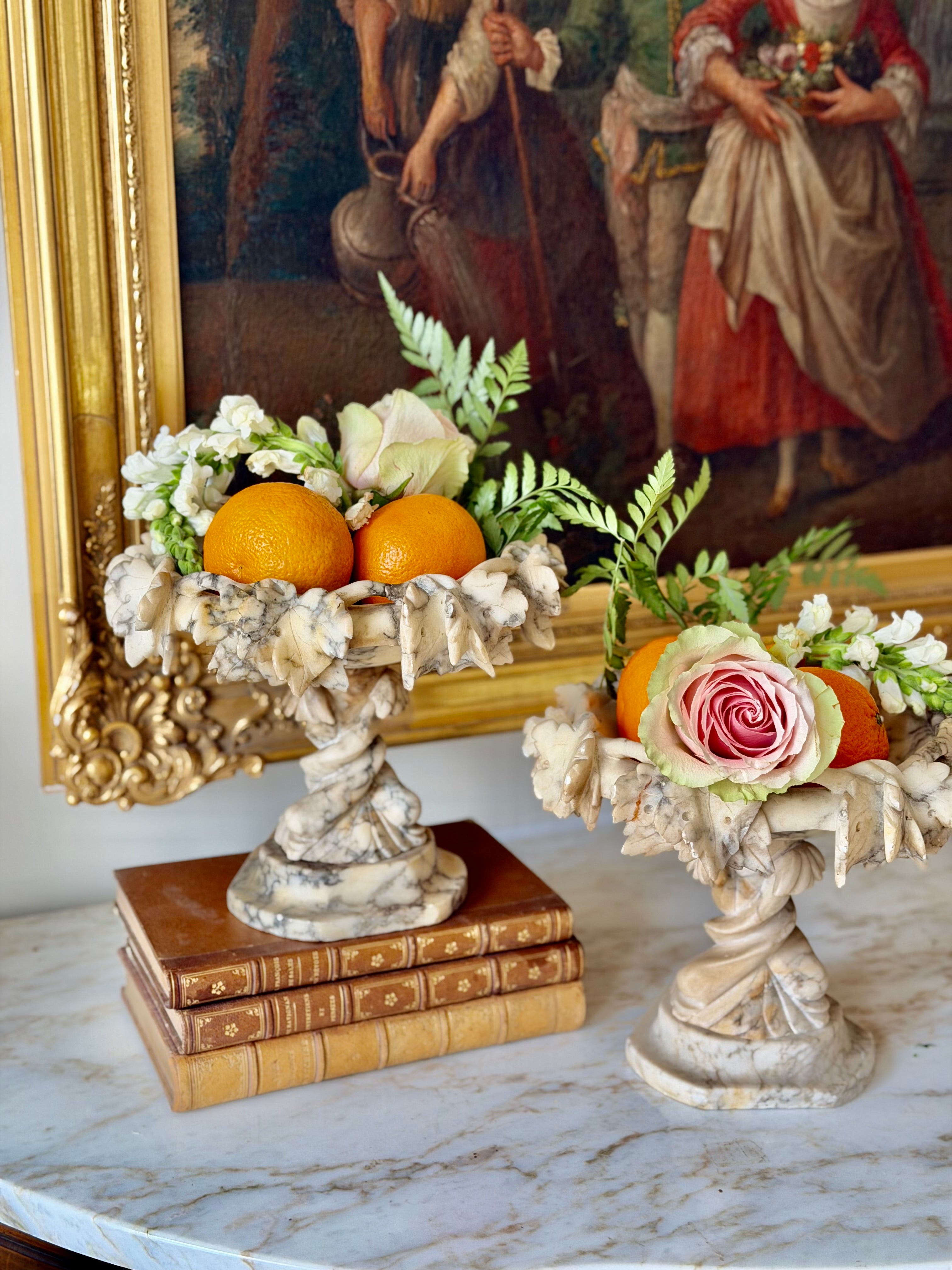 Pair of French Alabaster Tazzas