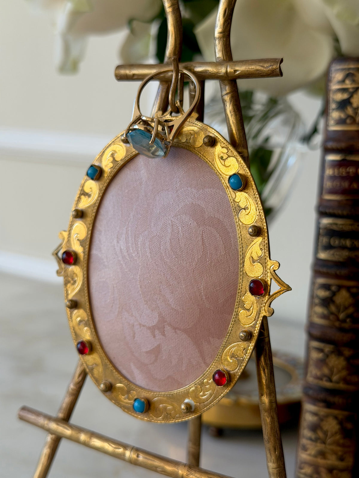 Bejeweled Easel Frame with Pocket Watch Hook