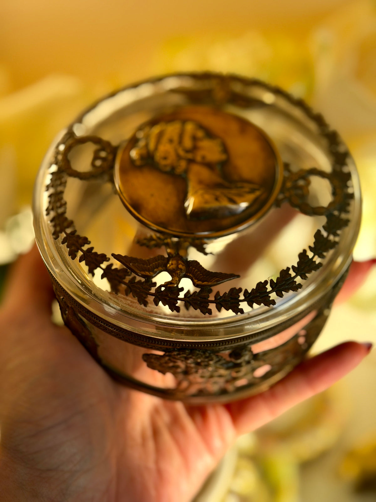 Crystal Box with Gilt Bronze Mounts and Cameo Bust Lid