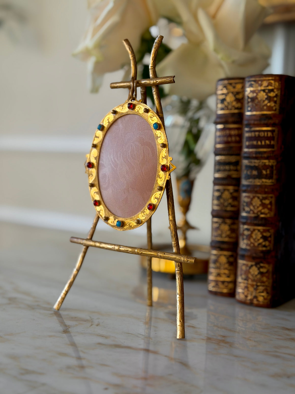 Bejeweled Easel Frame with Pocket Watch Hook