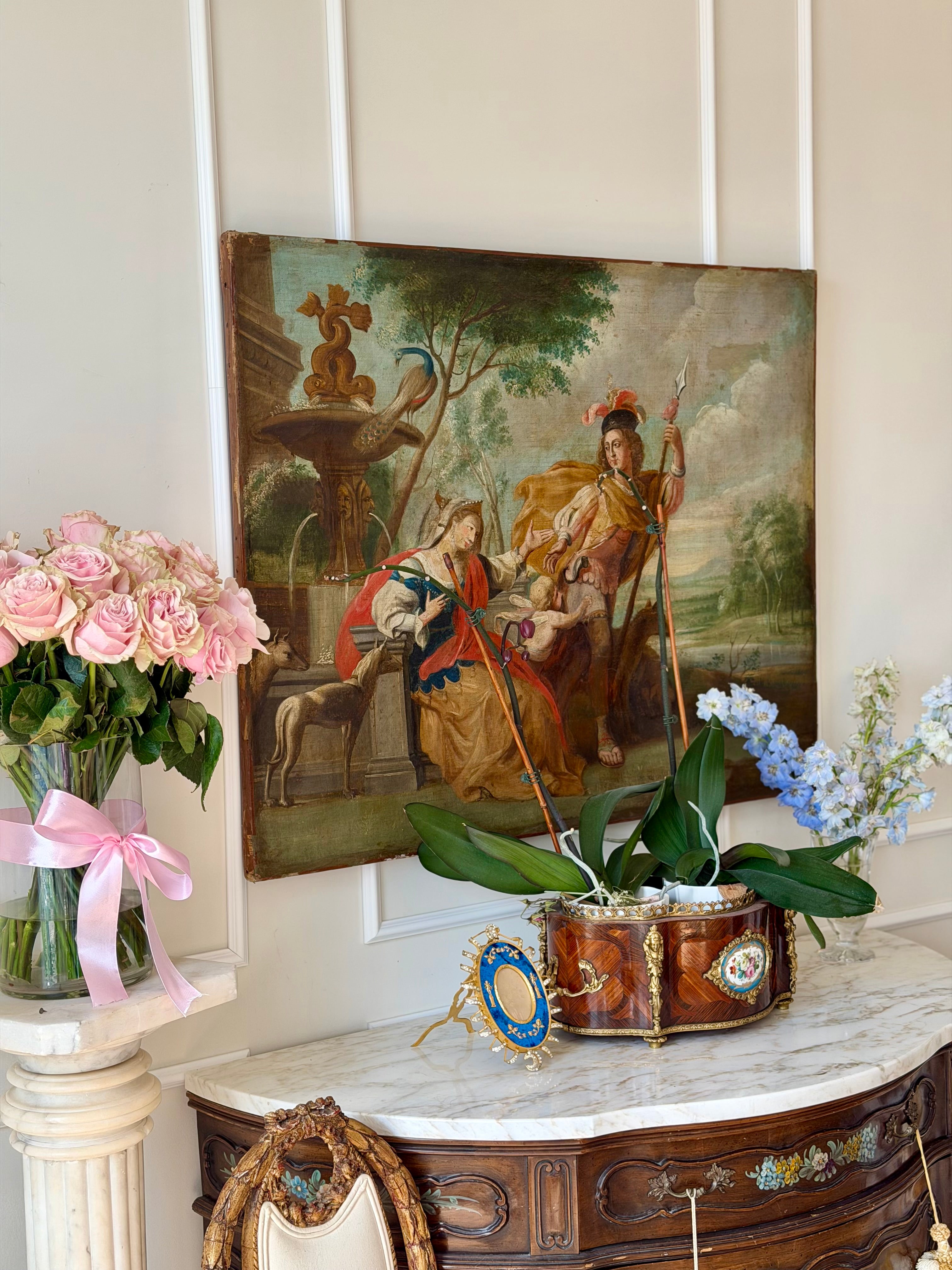The Farewell of Venus & Adonis, antique oil on canvas
