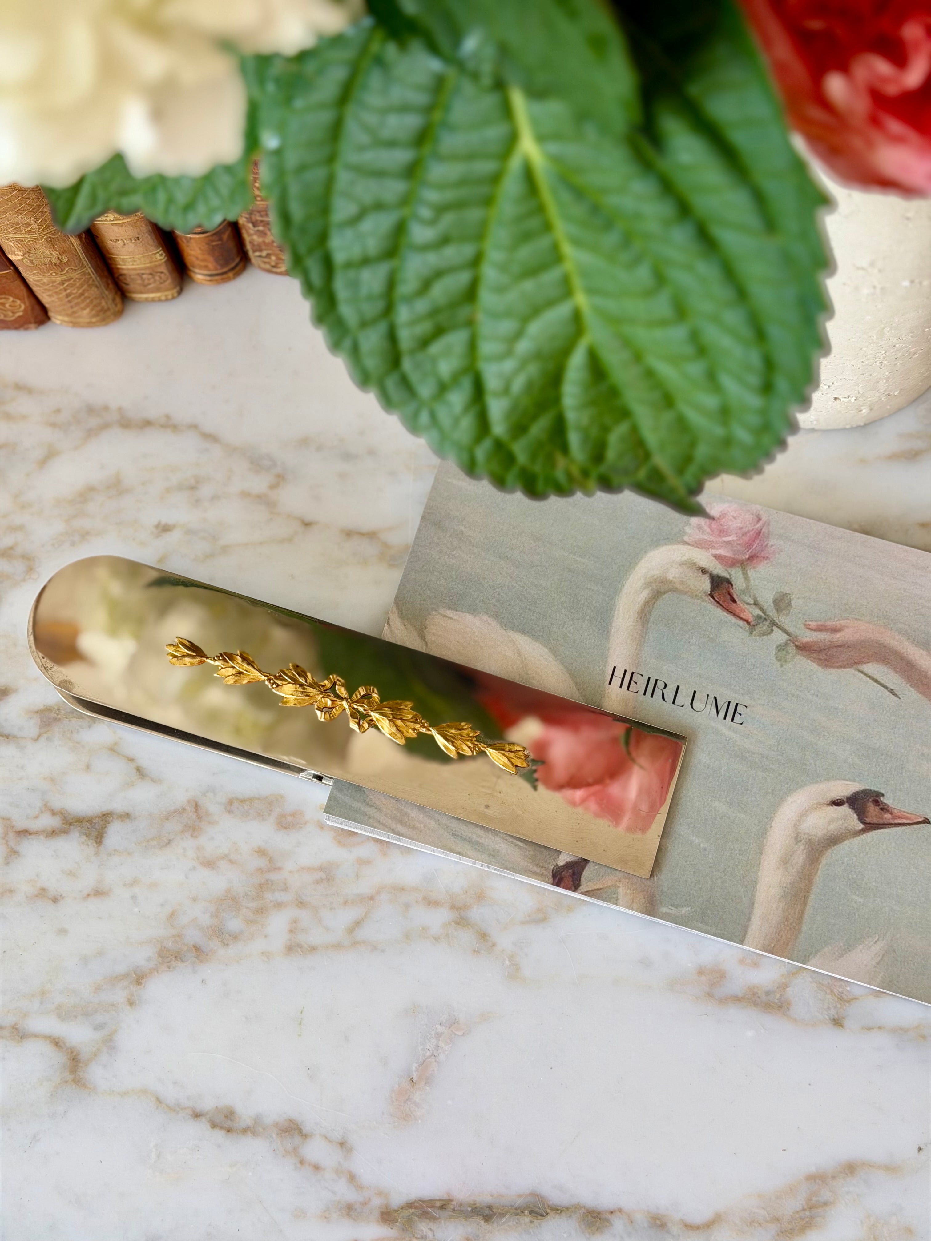 Ravenet D’Enfert Silver-Plate & Gilt Bronze Laurel Desk Clip
