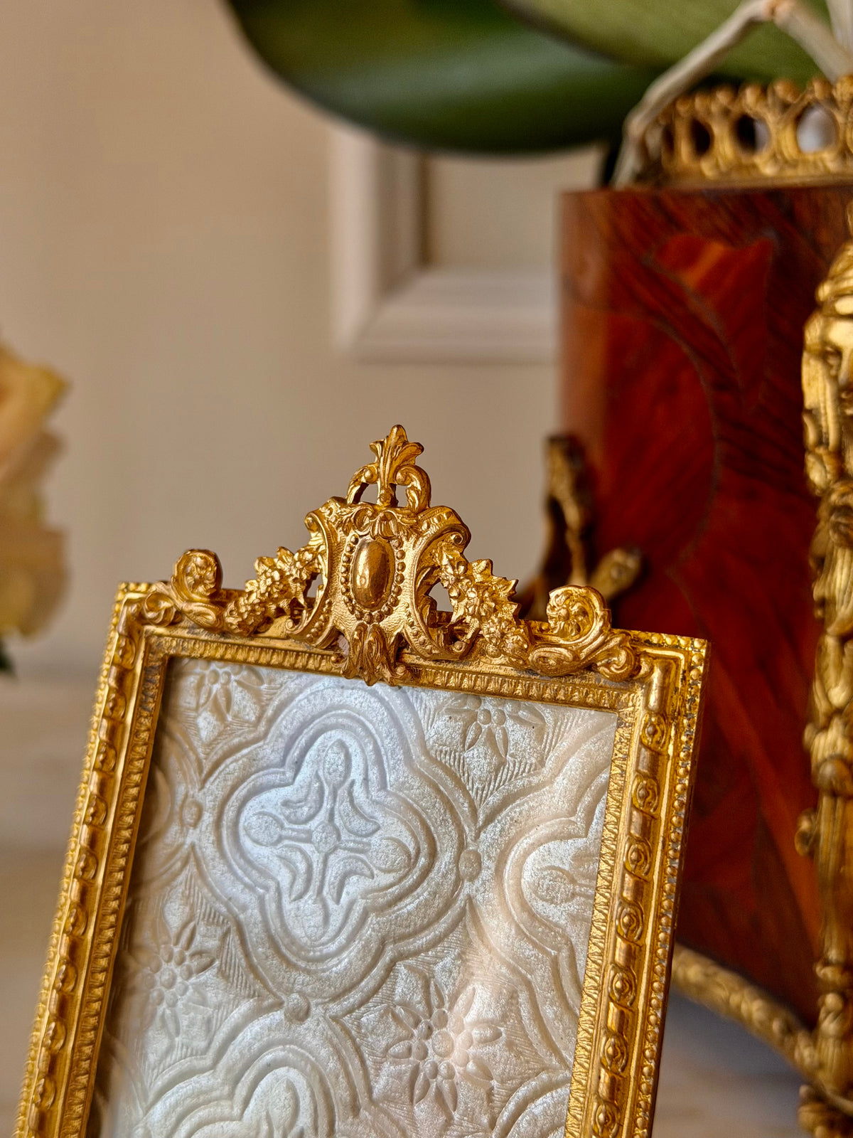 Gilt Bronze Frame with Crest