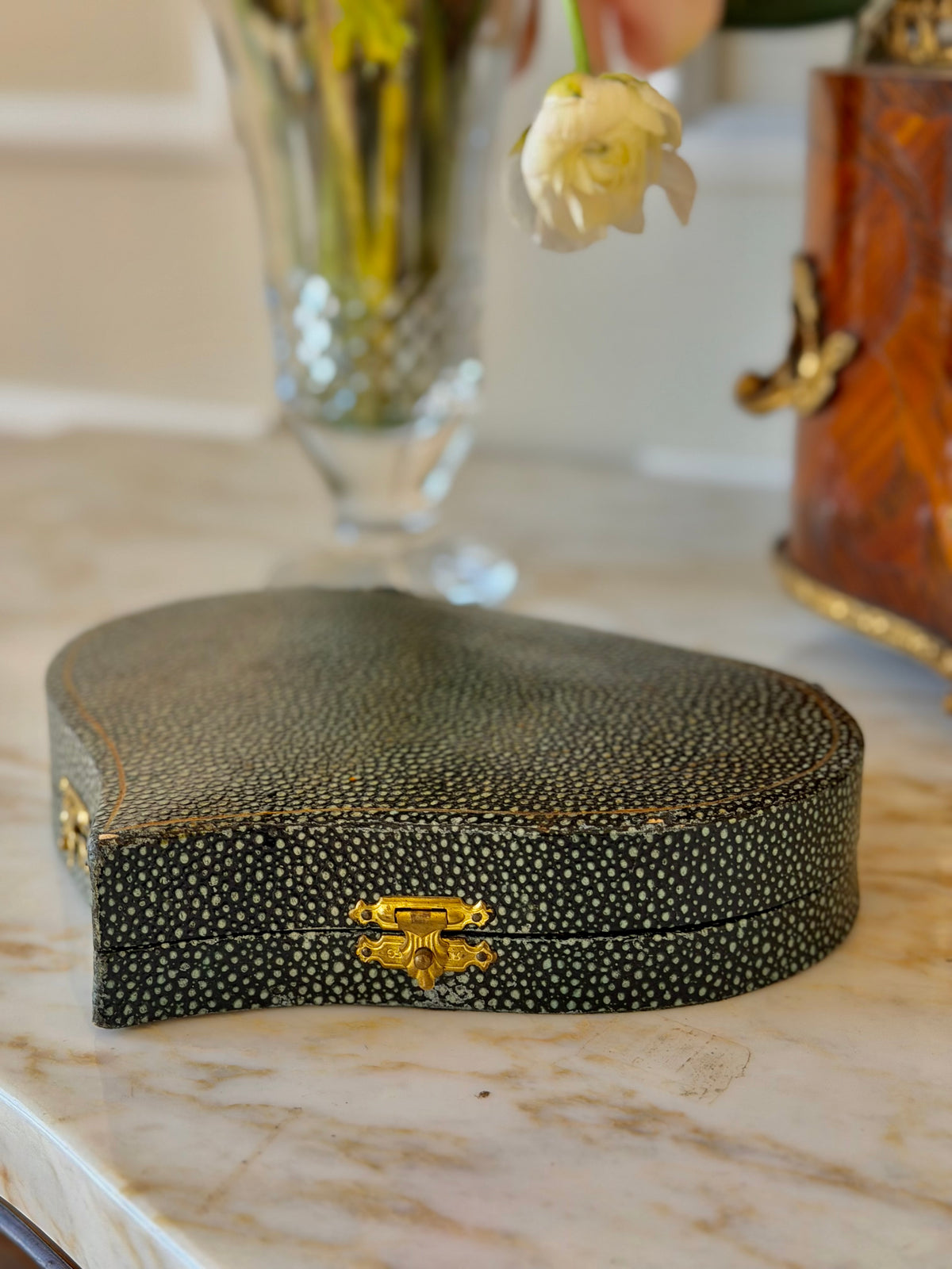 Shagreen Embroidery Étui with Gilt Tools & Mercury Mirror