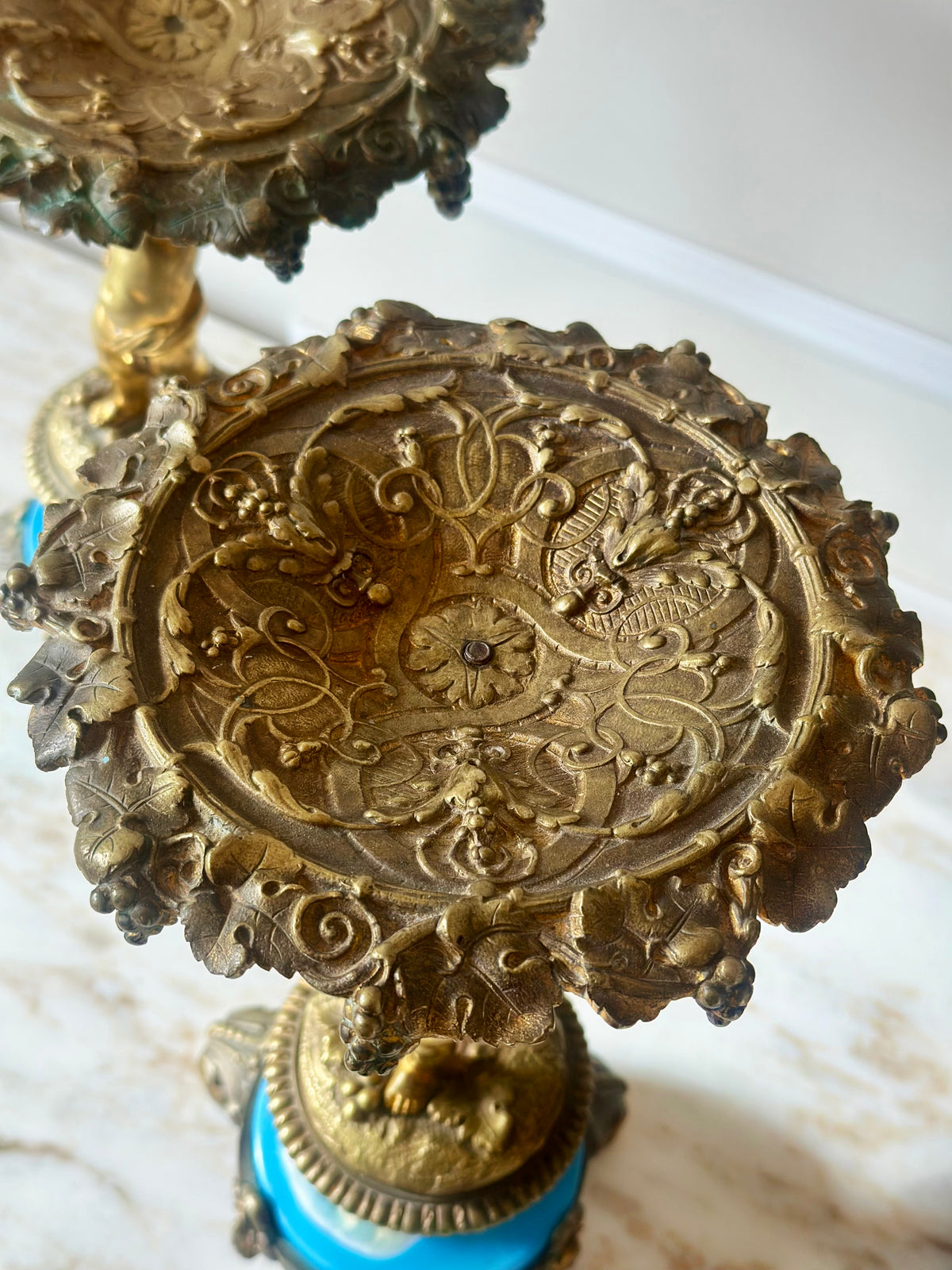 A Pair of Gilt Cherub Tazza Stands