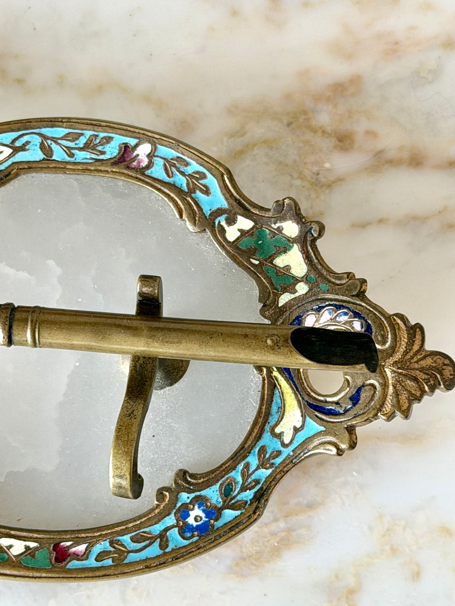 Champlevé and onyx quill stand