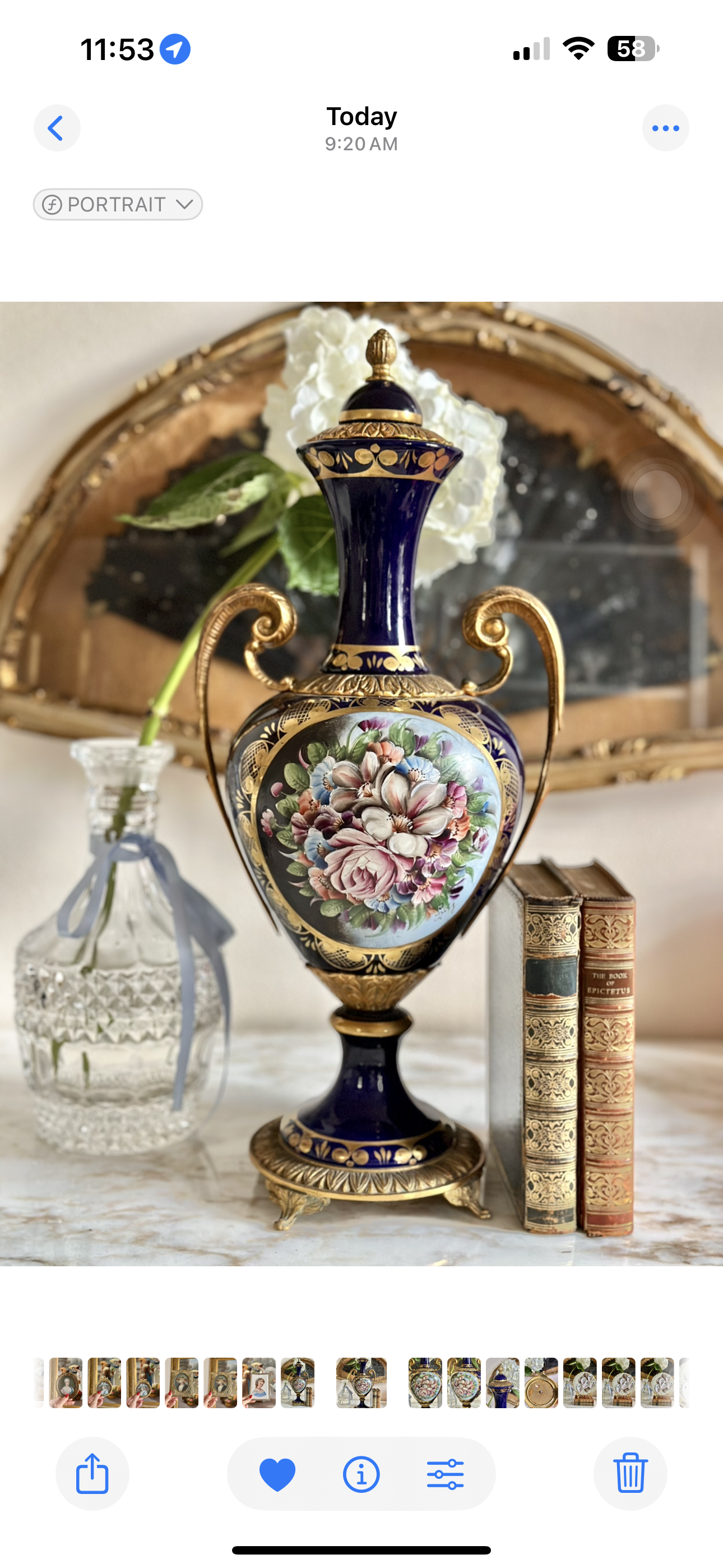 Hand-Painted Italian Cobalt Blue Urn