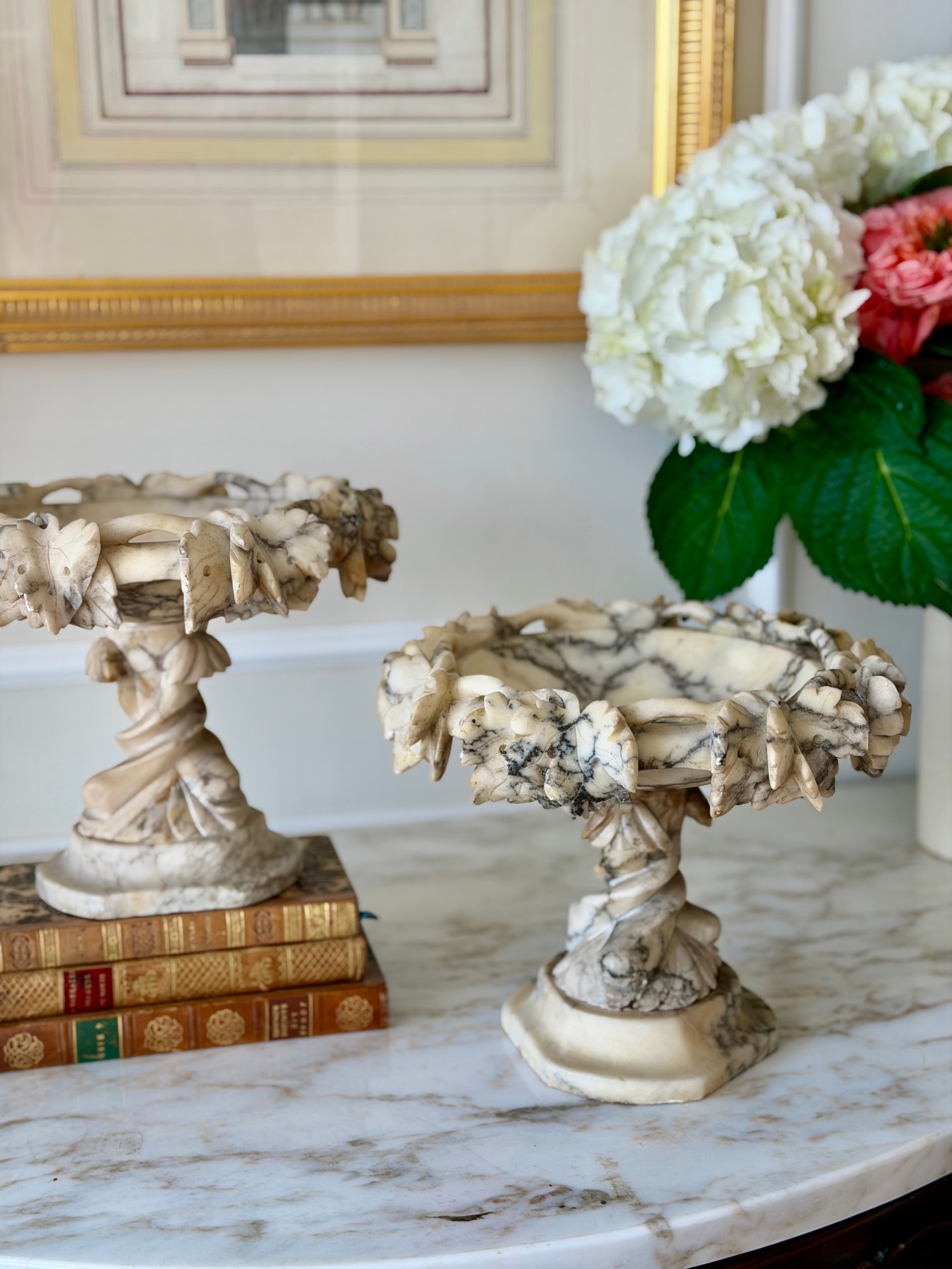 Pair of French Alabaster Tazzas