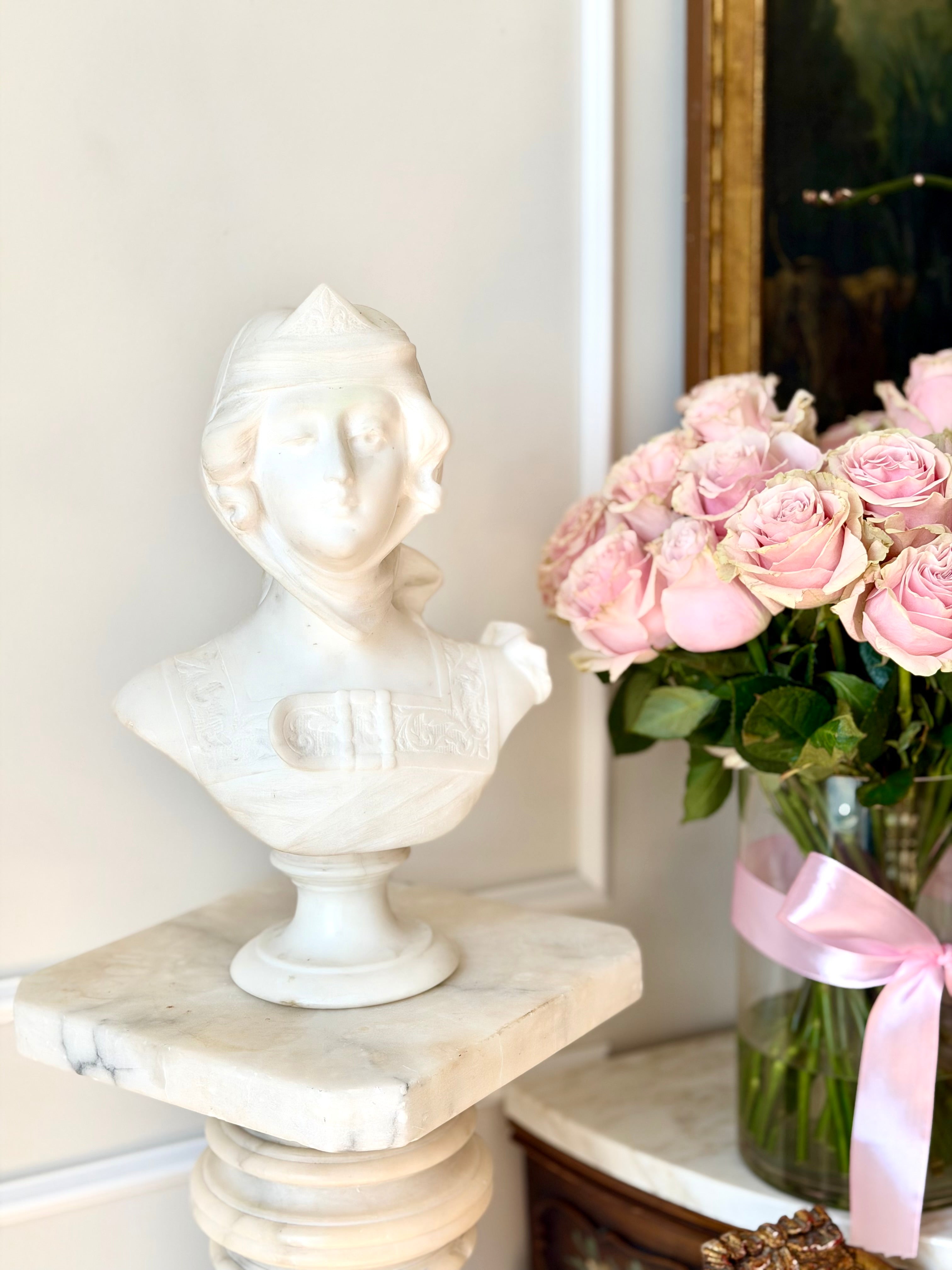 Antique Florentine Alabaster Bust by A. Batacchi