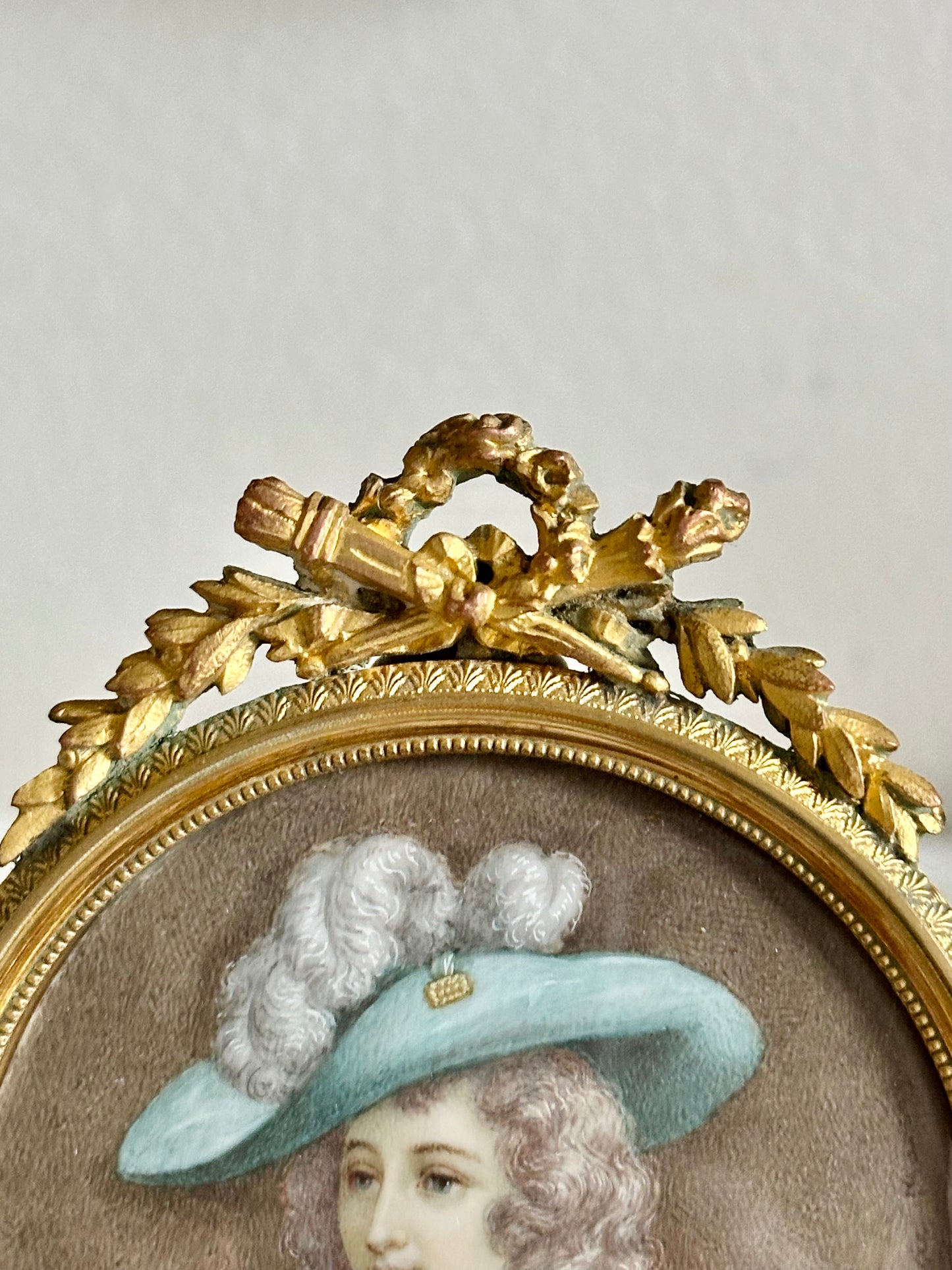 Antique French Hand-Painted Portrait Miniature