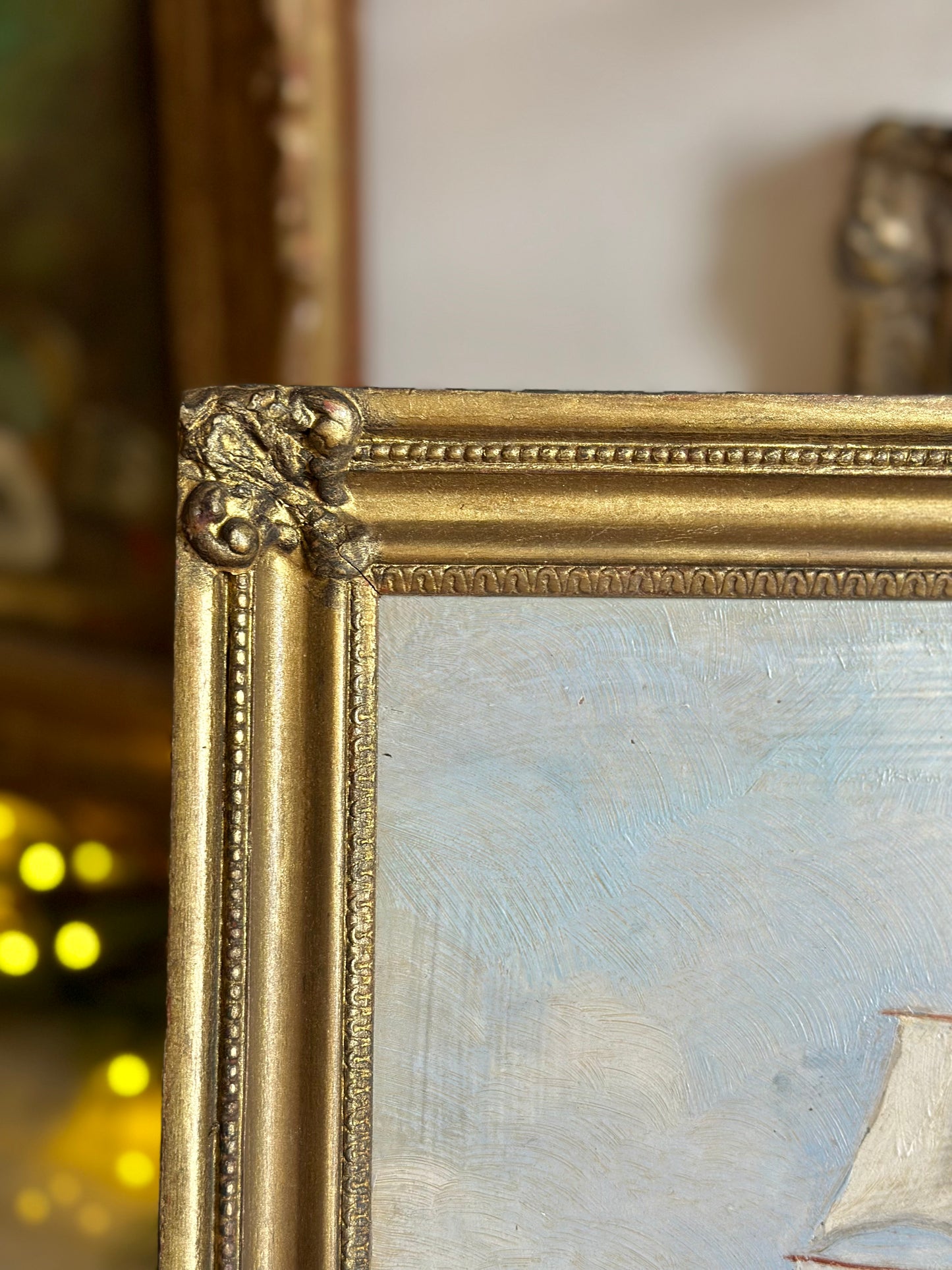 Vintage Oil on Board Seascape | Three-Masted Clipper