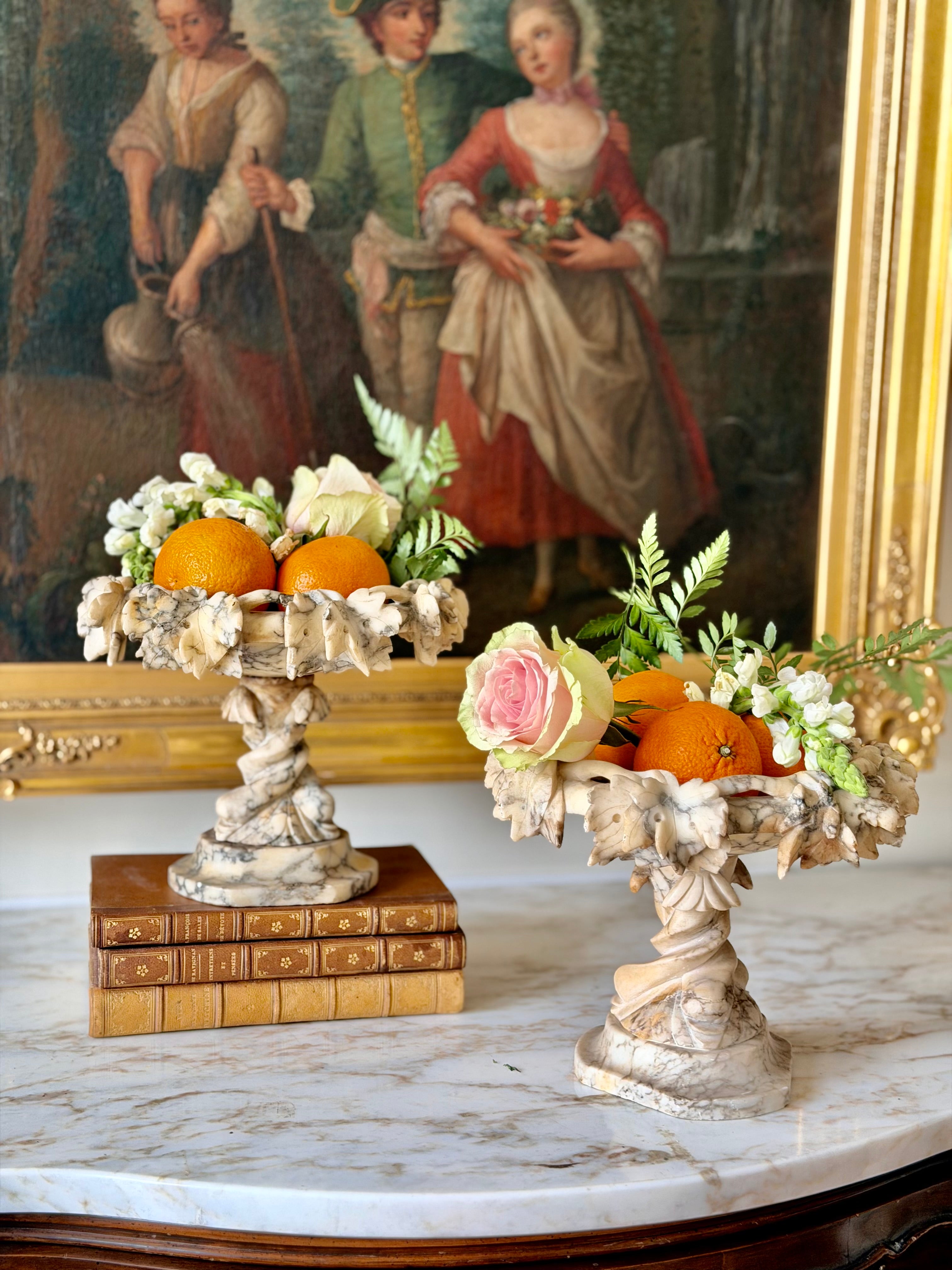 Pair of French Alabaster Tazzas