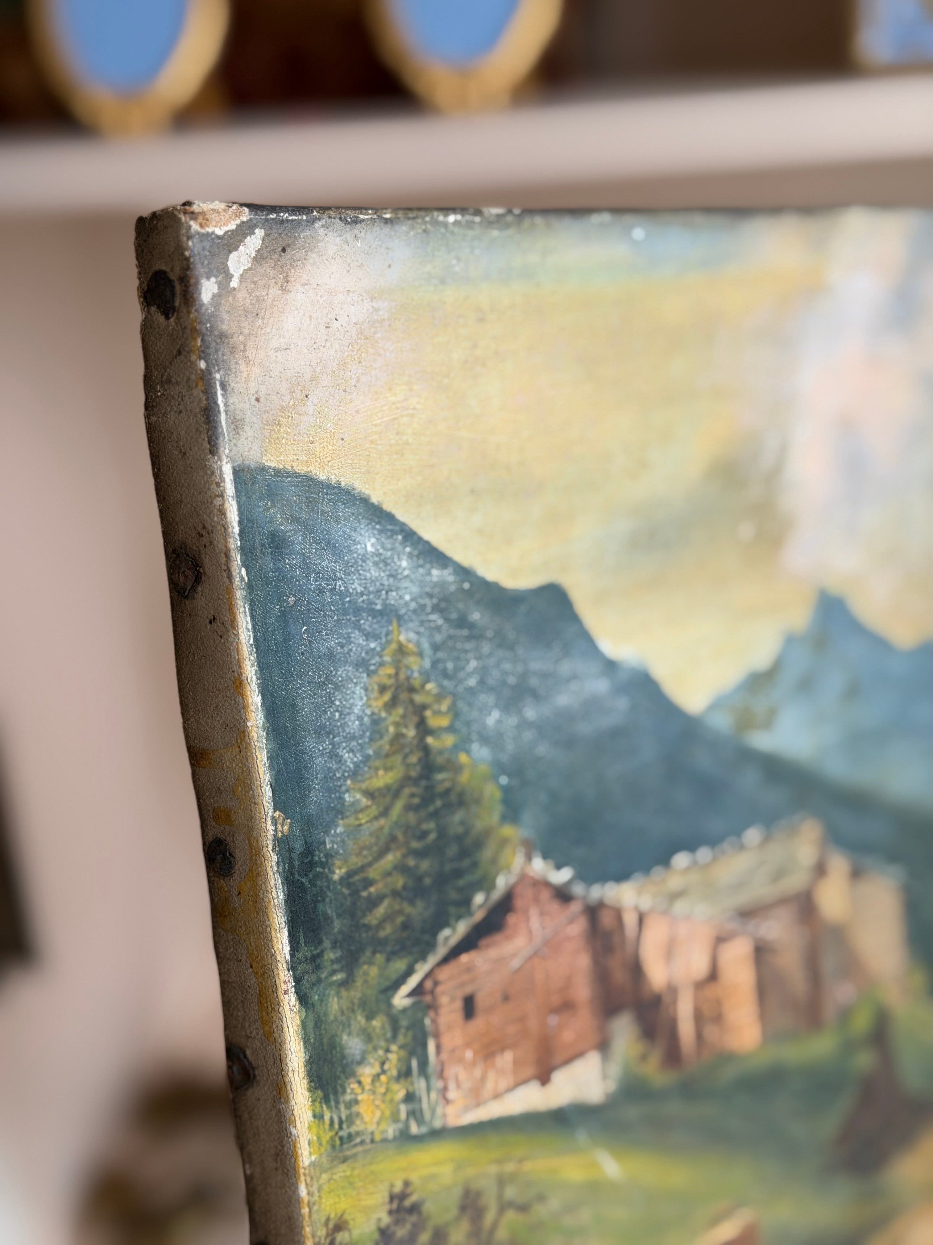 Antique Swiss Alpine Landscape | Oil on canvas