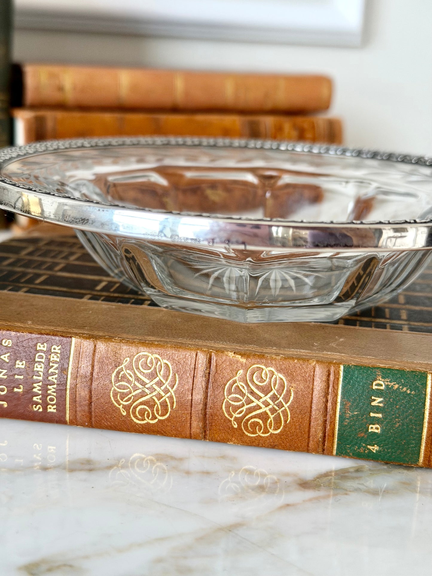 Cut crystal and sterling mounted bowl