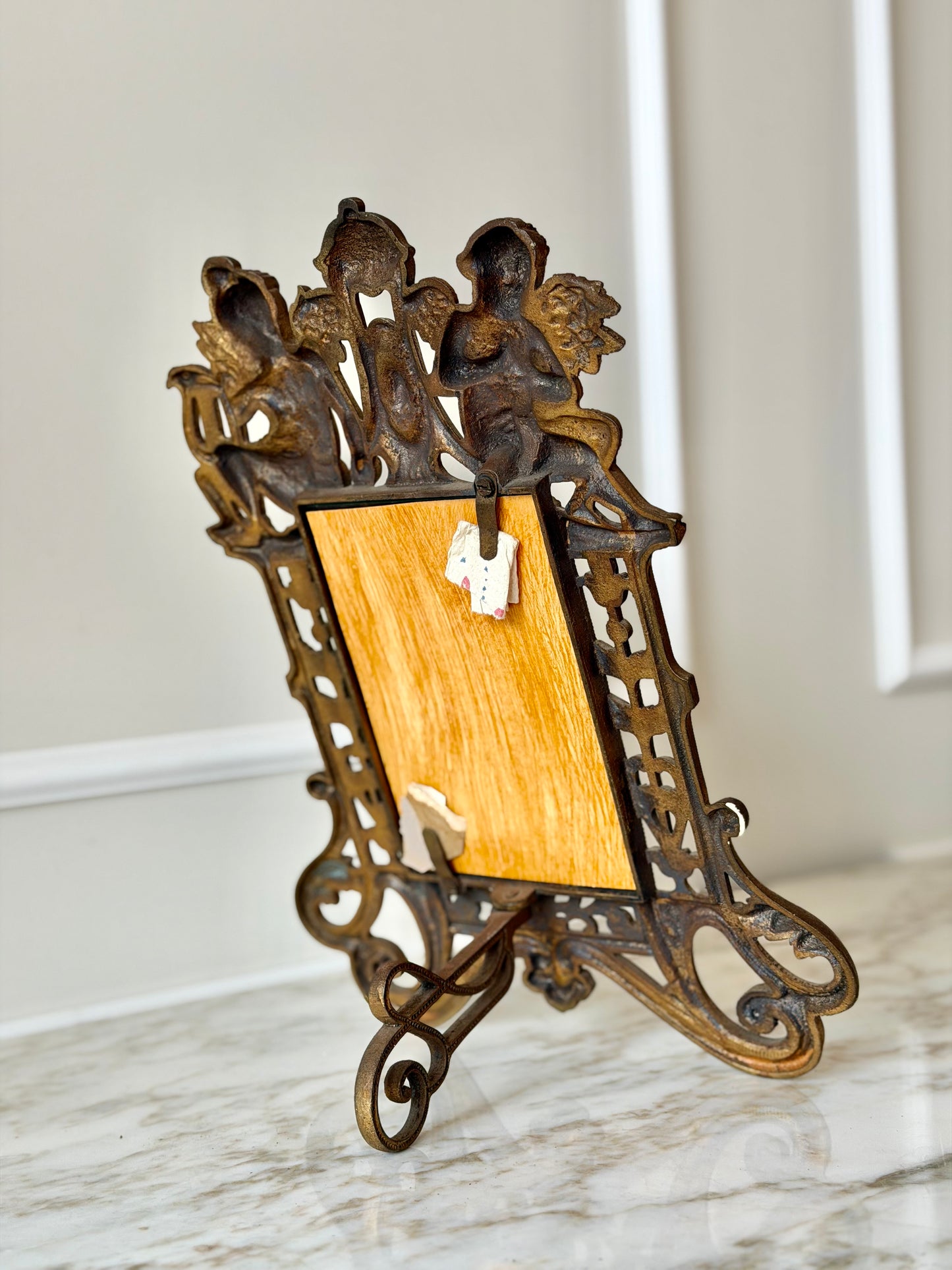 Heavy Gilt Art Nouveau Cherub Frame