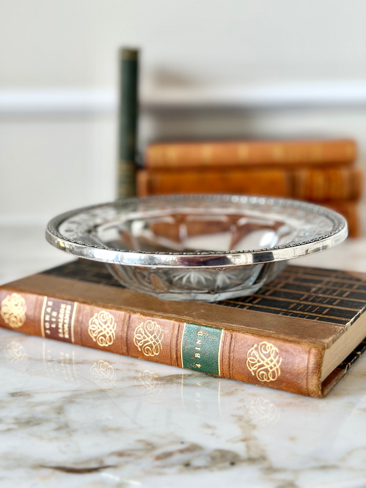 Cut crystal and sterling mounted bowl