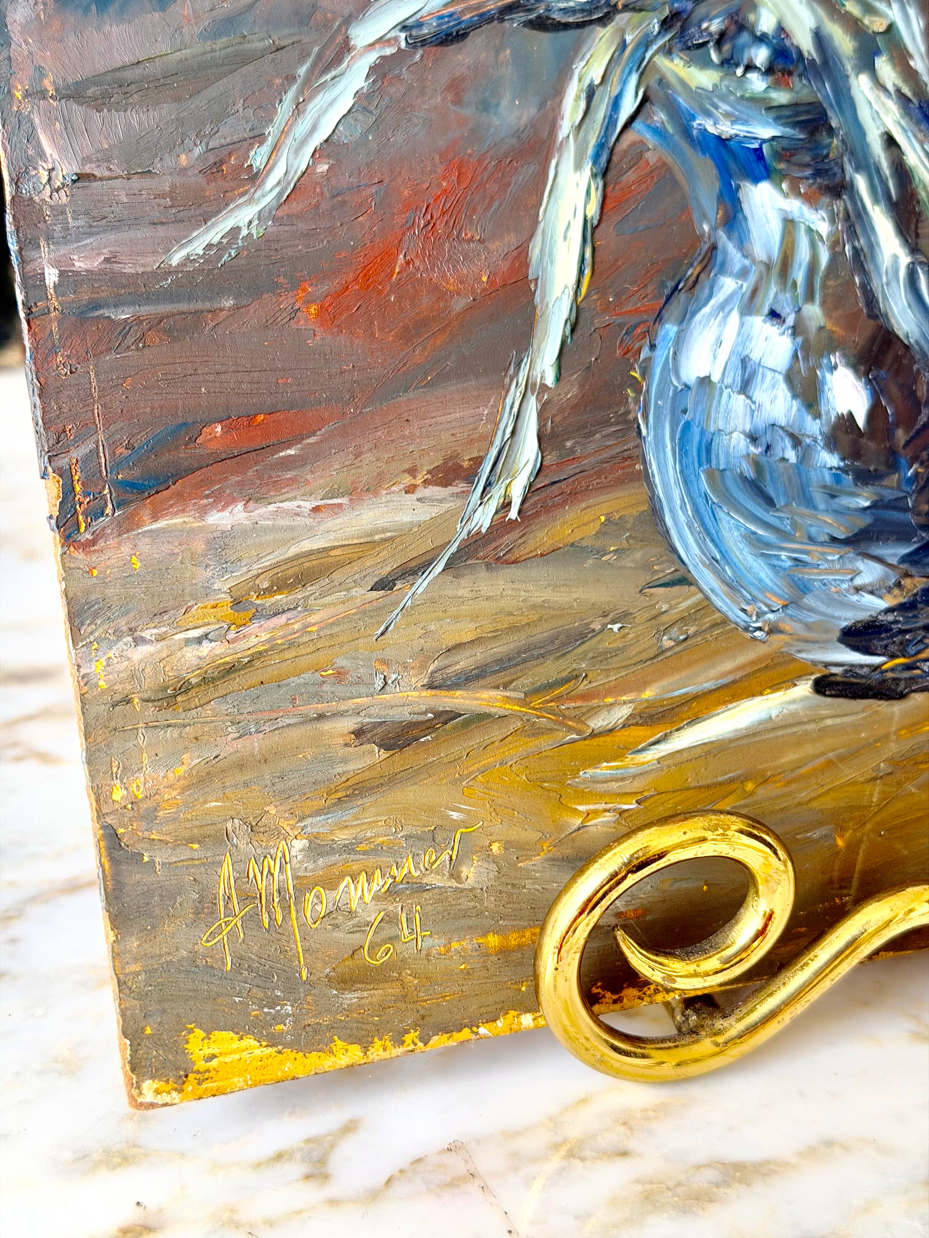 Mid-20th Century Palette Knife Floral Still Life, Oil on Board