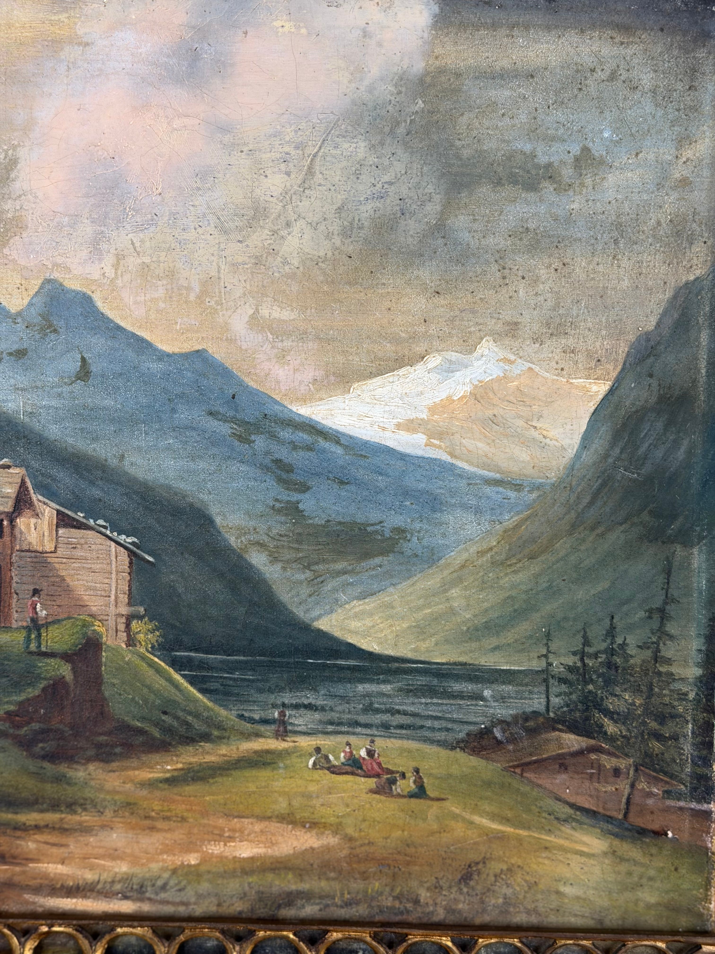 Antique Swiss Alpine Landscape | Oil on canvas