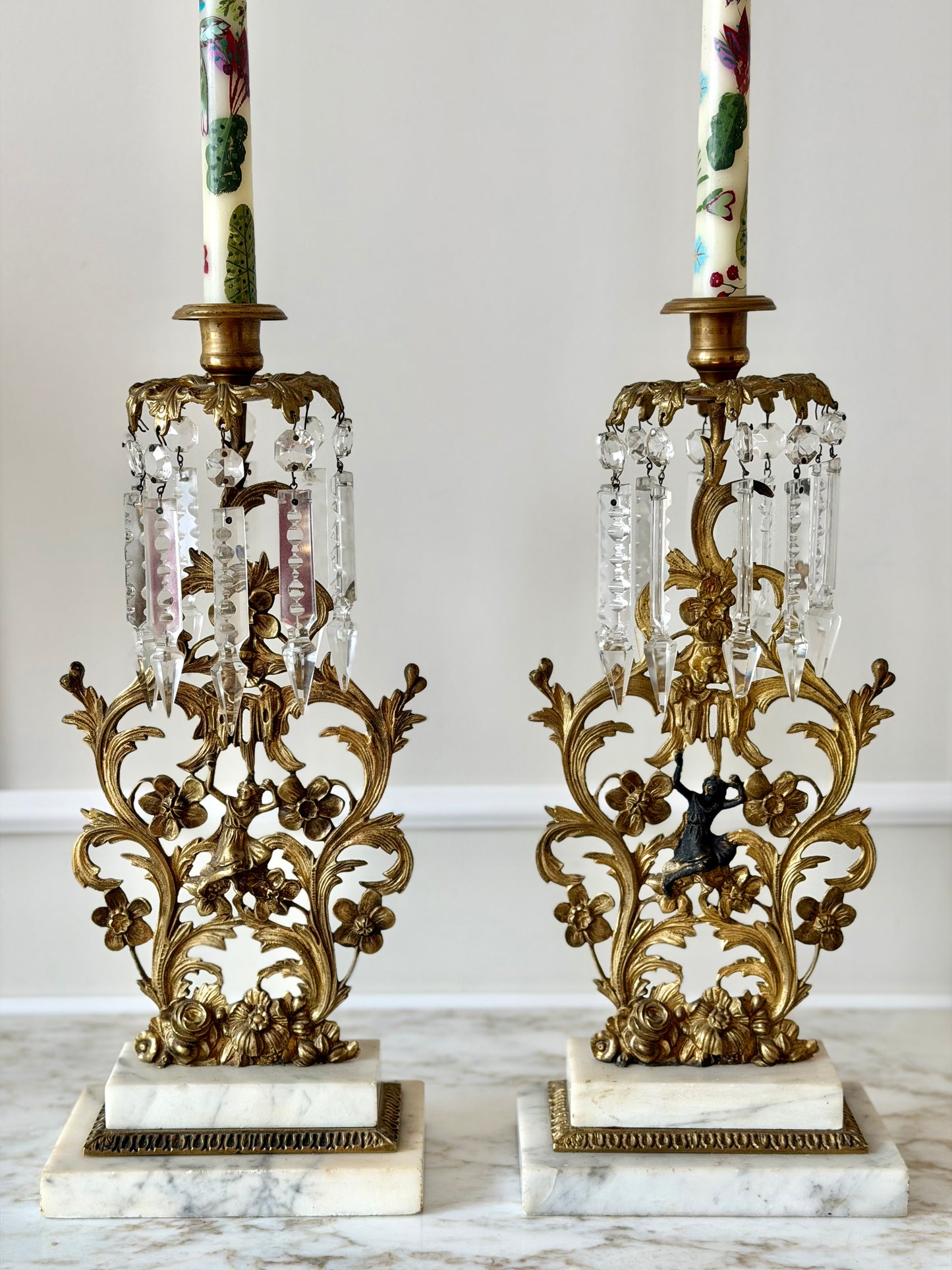 Art Nouveau gilt spelter candlesticks (pair)