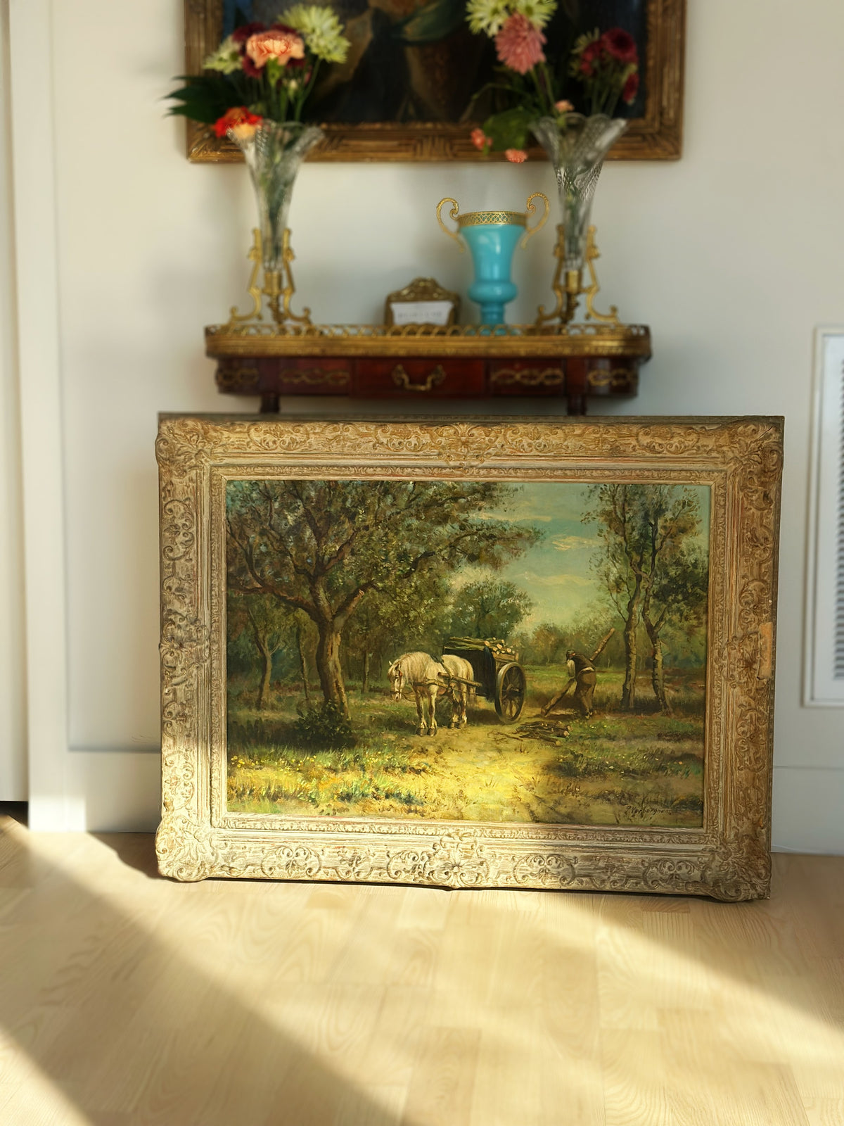 Antique Pastoral Landscape Oil on Canvas