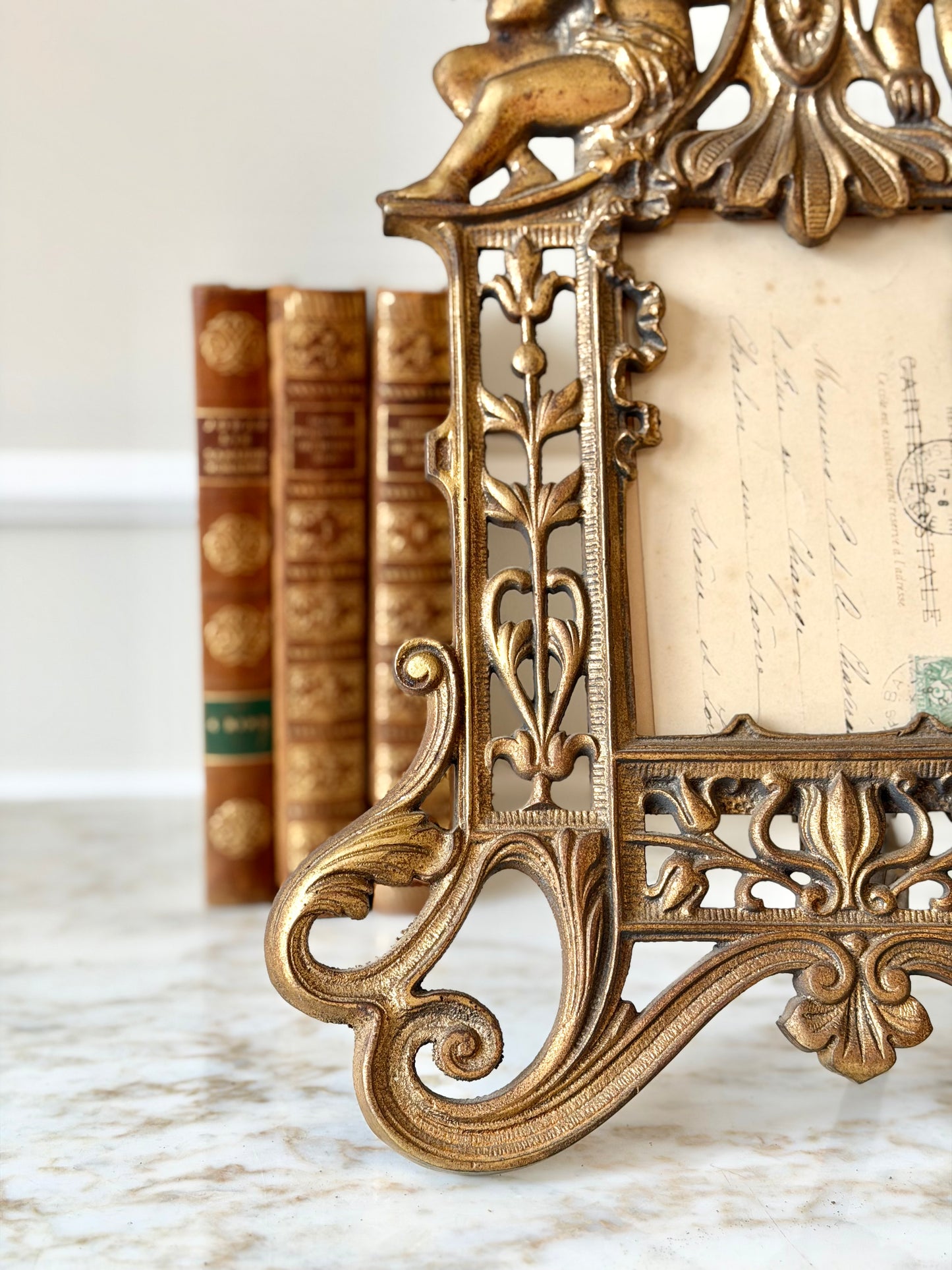 Heavy Gilt Art Nouveau Cherub Frame