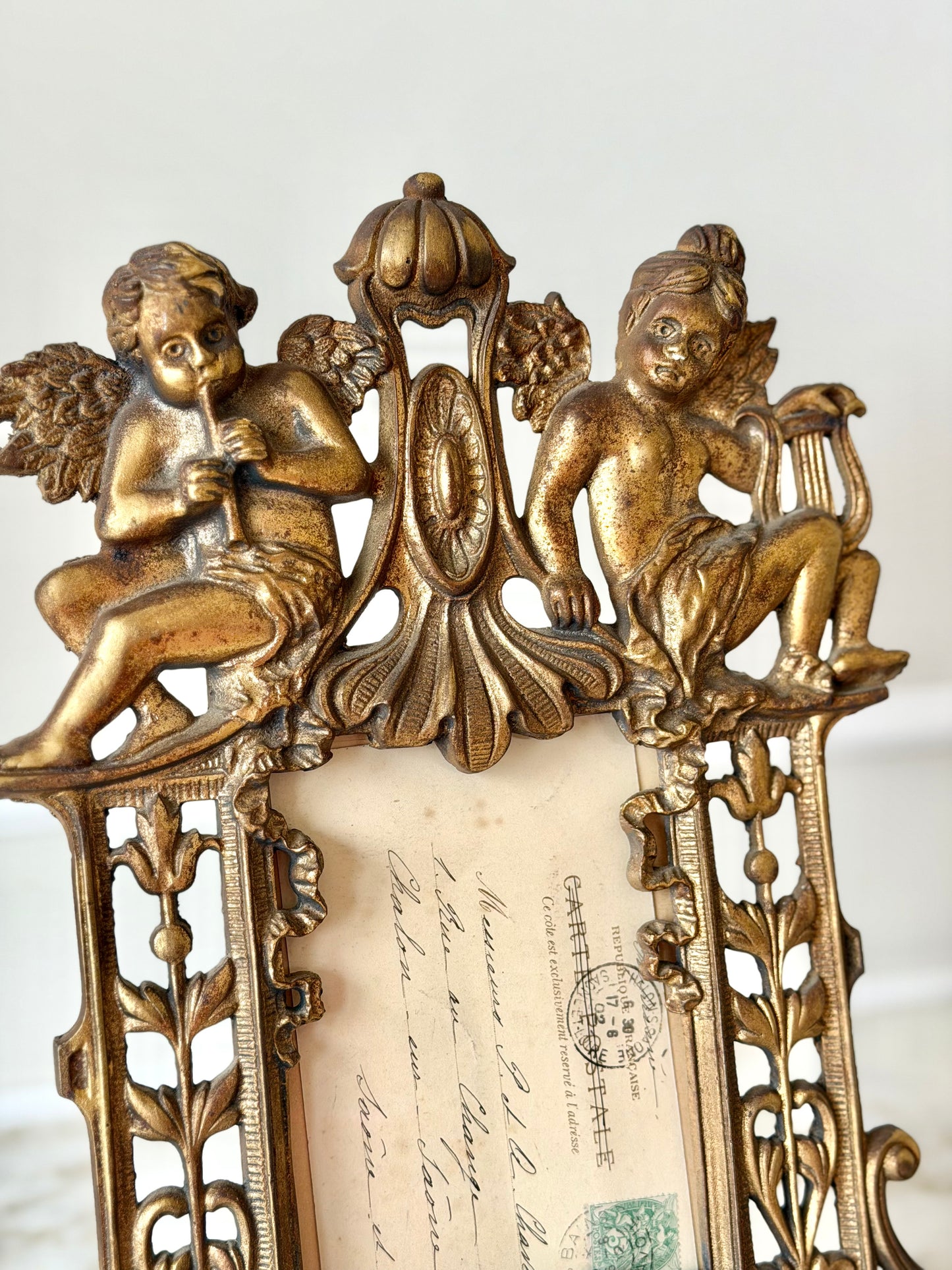 Heavy Gilt Art Nouveau Cherub Frame