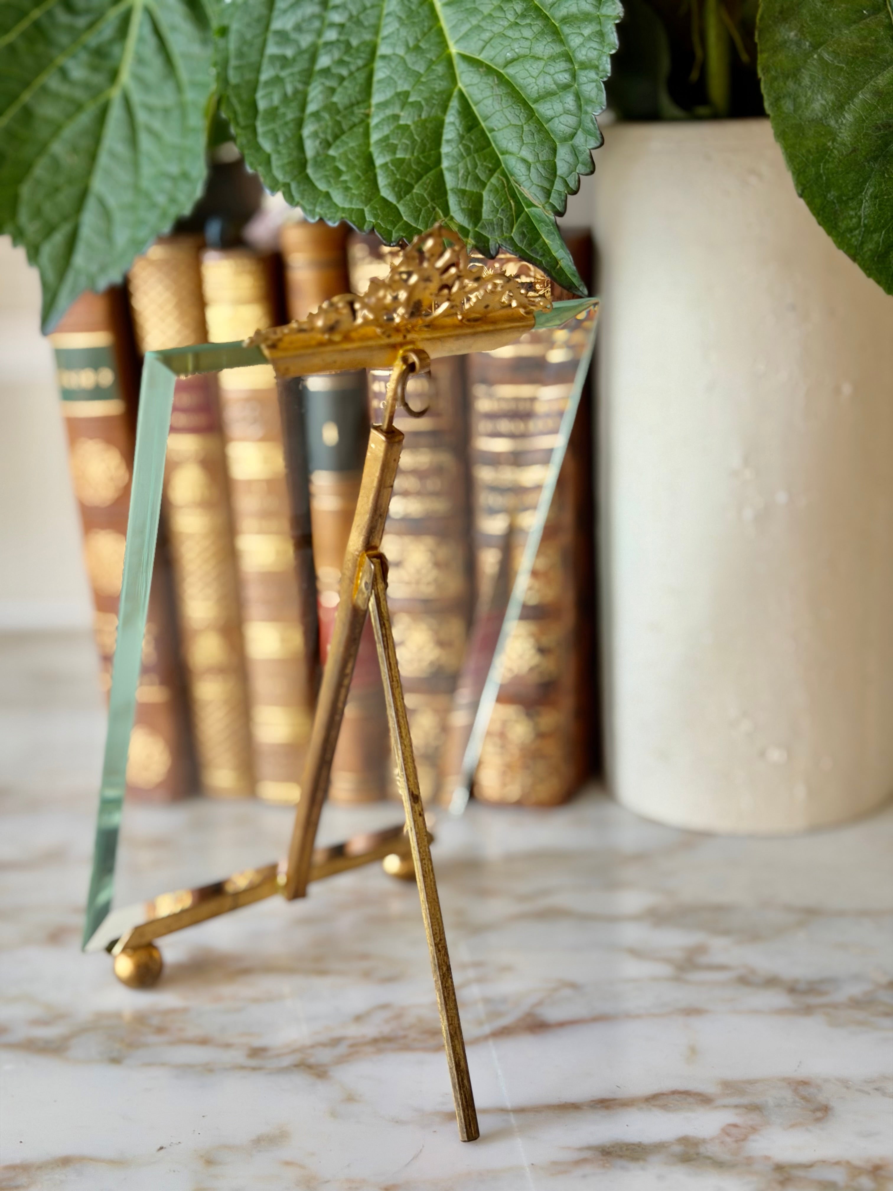 French Champlevé Enamel & Beveled Glass Picture Frame