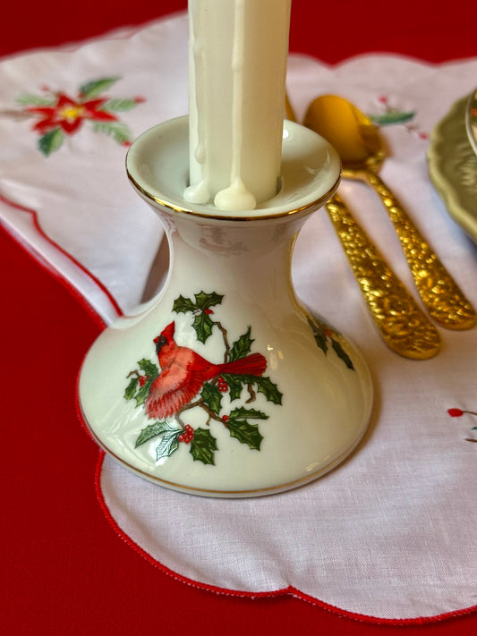 Jolly Cardinal Candle Holder