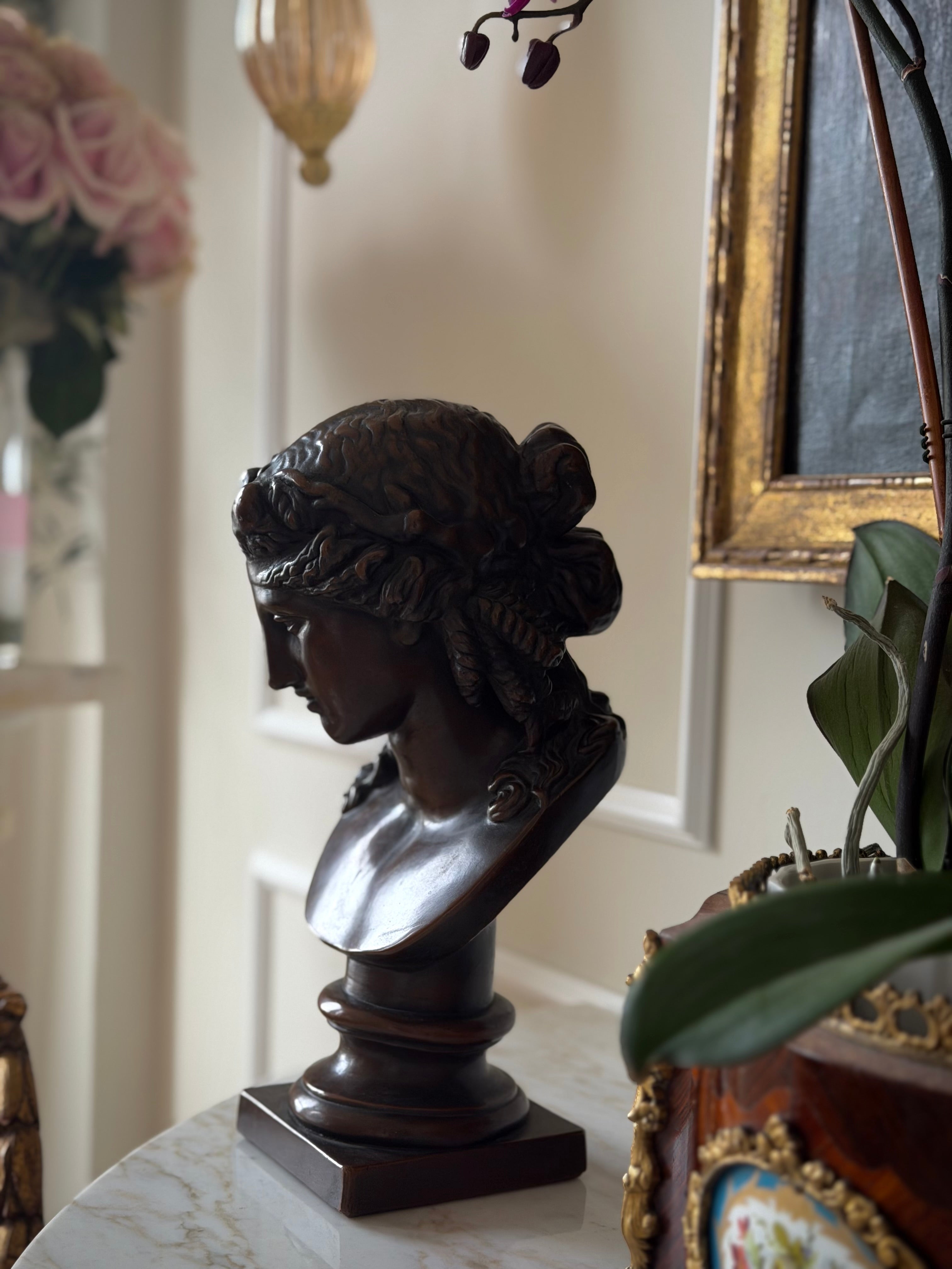Classical Bronze-Finish Bust of Ariadne