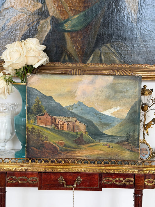 Antique Swiss Alpine Landscape | Oil on canvas