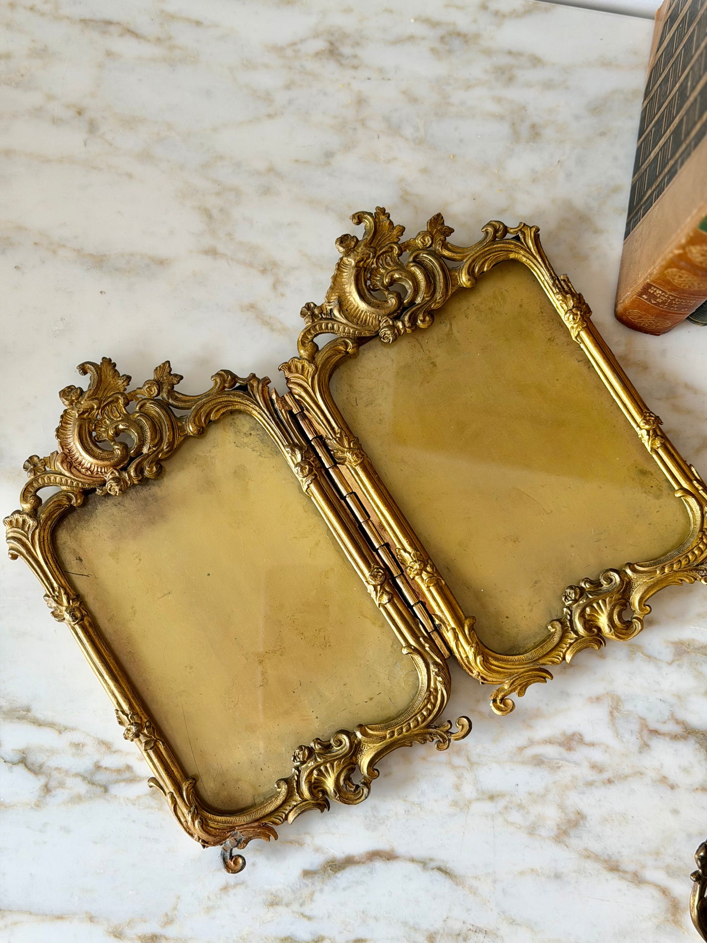 Gilt brass double frame