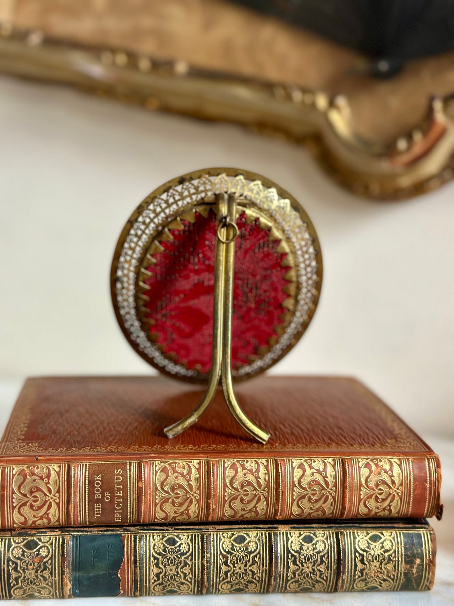 Oval Miniature Portrait in Ornate Brass Frame