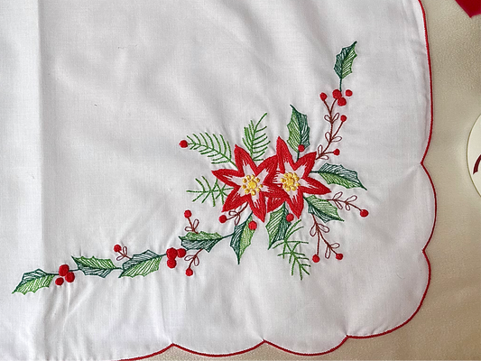 Royal Poinsettia Embroidered Placemats