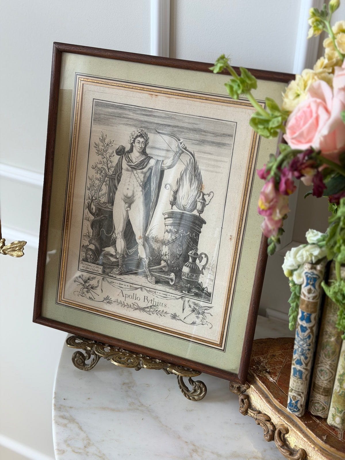 Apollo Pythius Engraving in Wood Frame