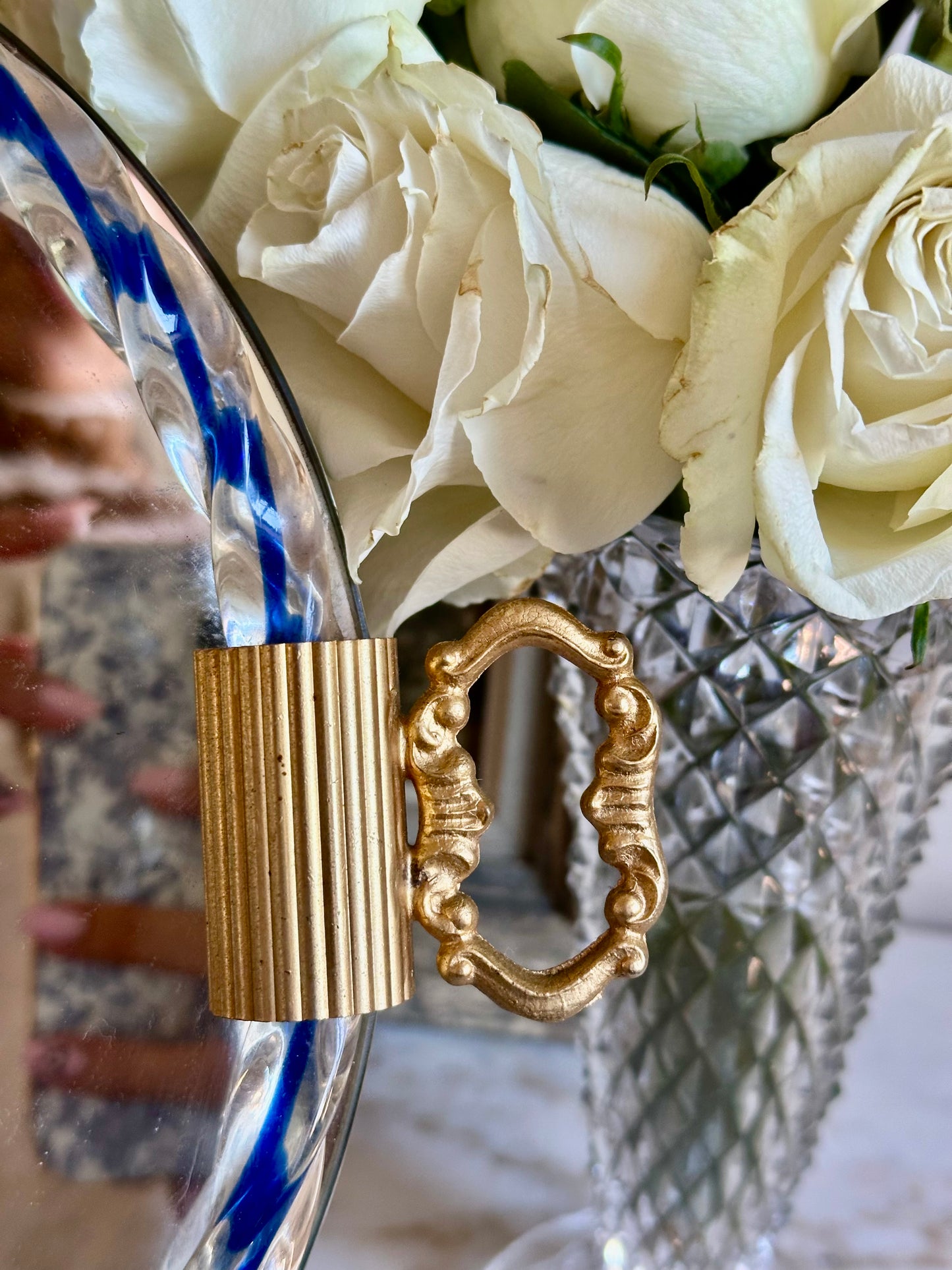 Italian Murano Glass Tray with Etched Dancing Couple