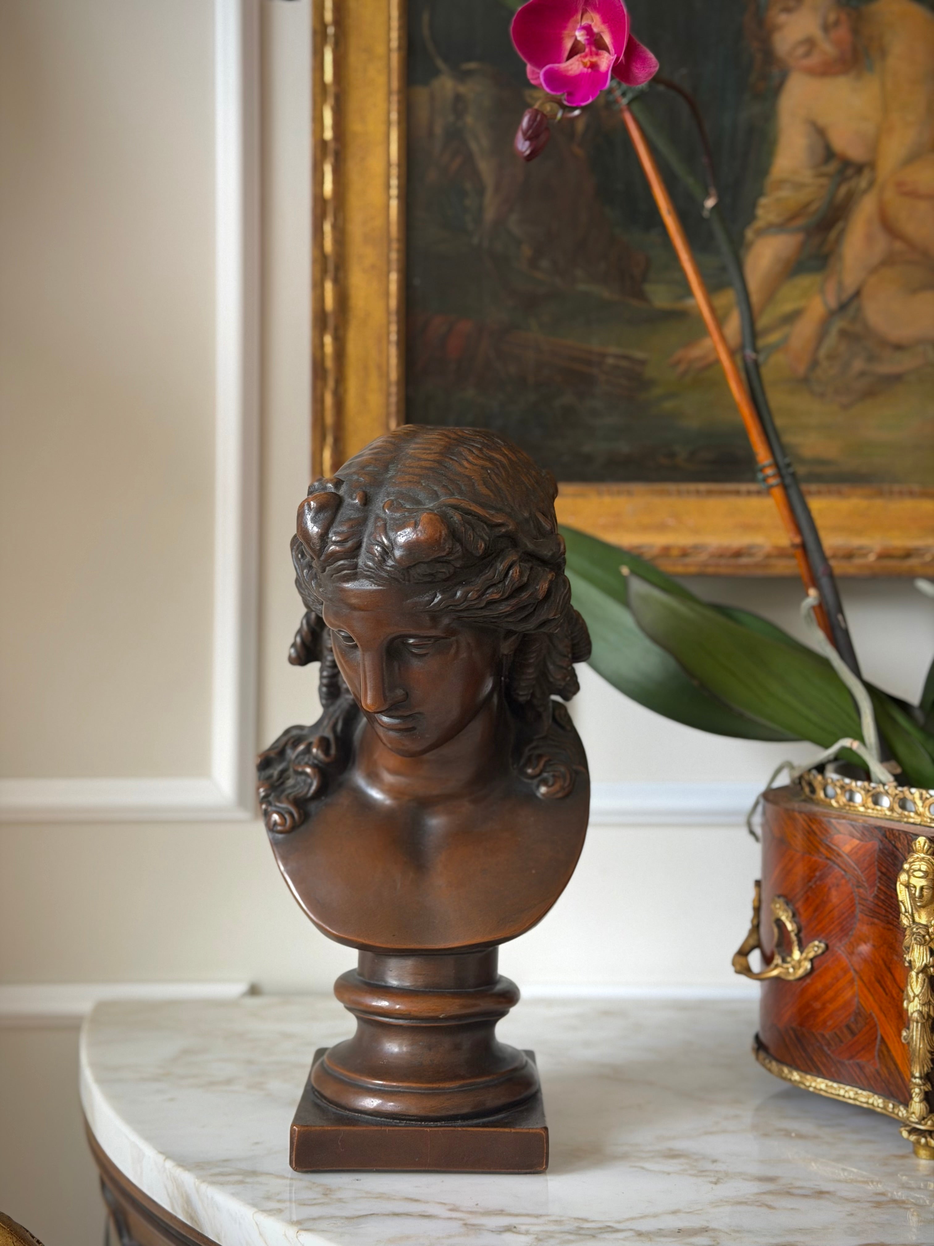 Classical Bronze-Finish Bust of Ariadne