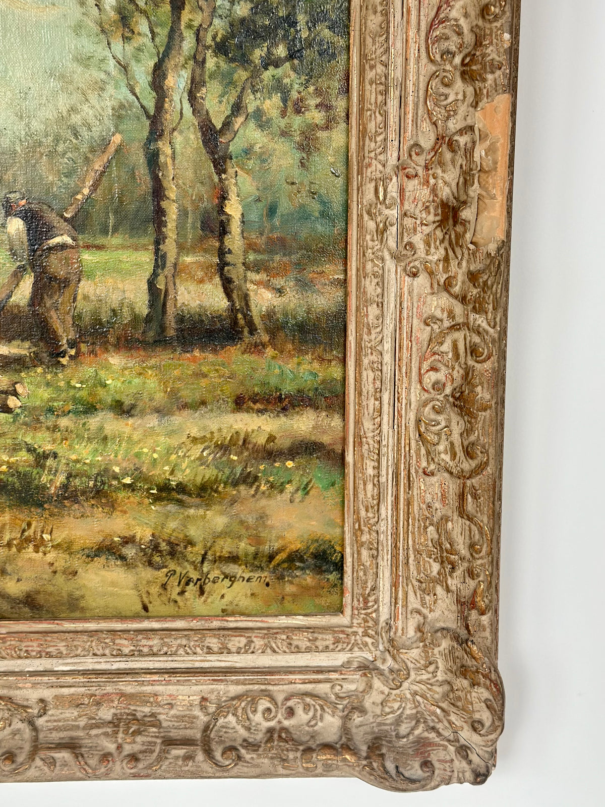 Antique Pastoral Landscape Oil on Canvas