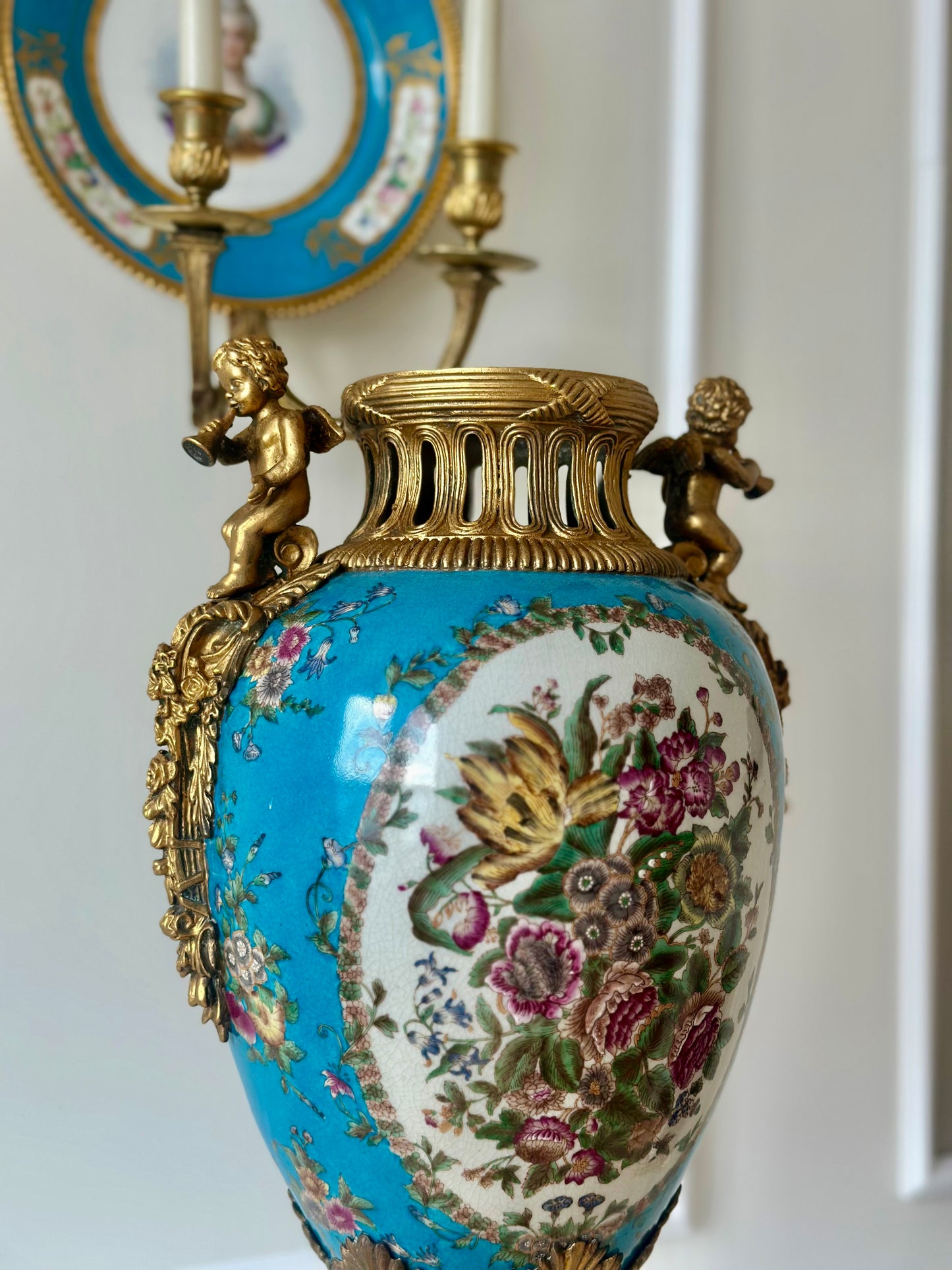Wong Lee Porcelain Vase with Gilt Metal Mounts