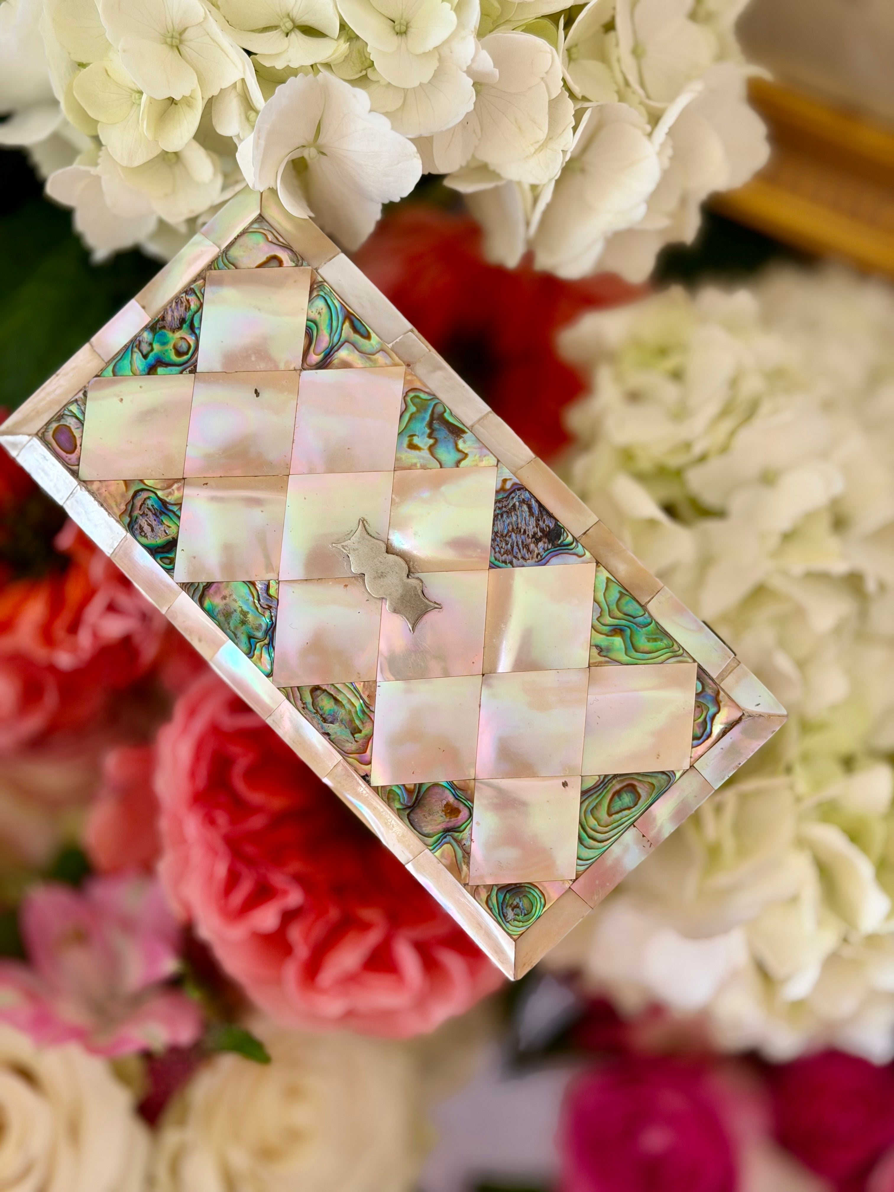 Mother of Pearl & Abalone Jewelry Box with Dated Inscription